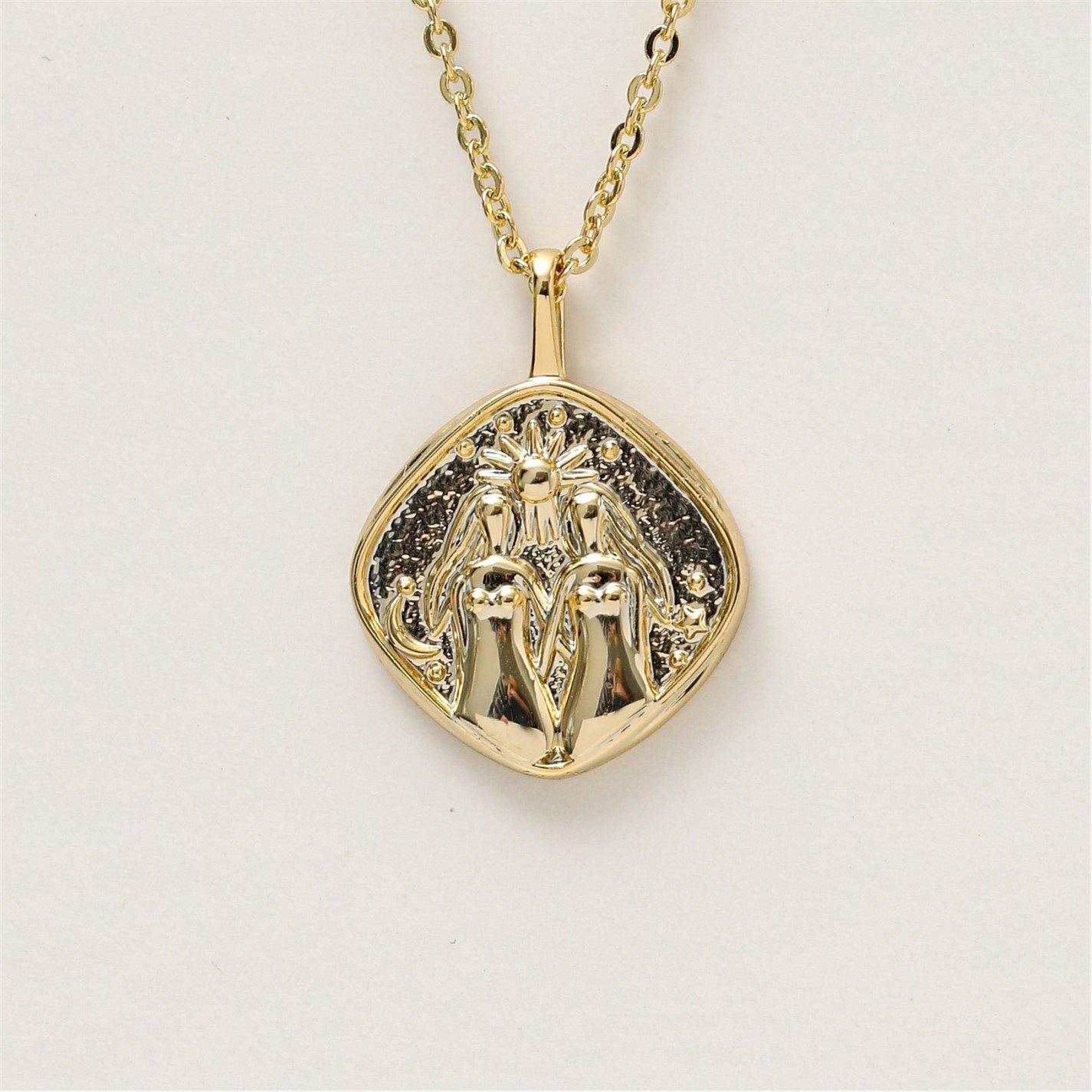 Gold - Jon Richard - Gold Plated Molten Horoscope Necklace - Gemini - 4