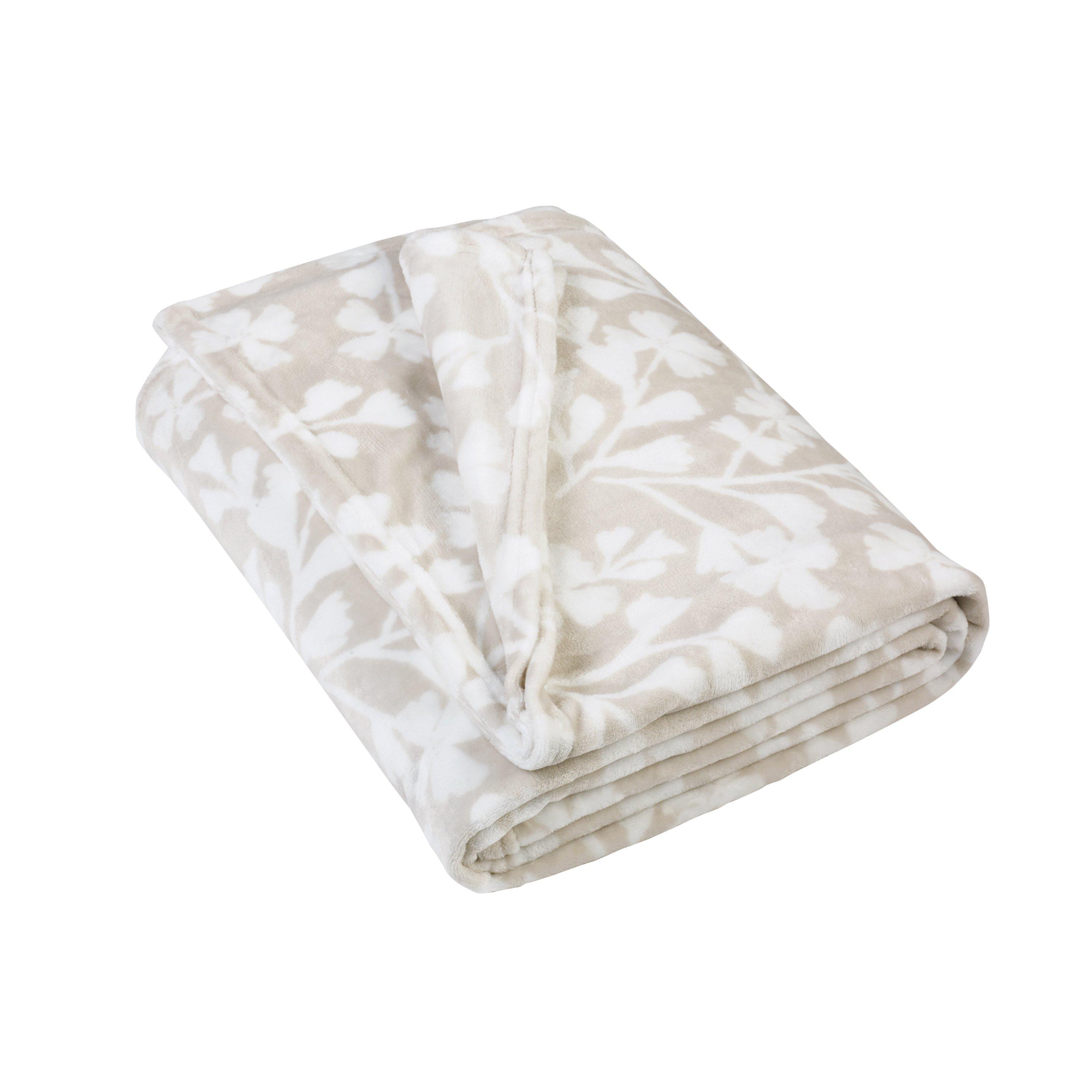 Natural - Catherine Lansfield - Brooke Floral Cosy Fleece Blanket Throw - 4