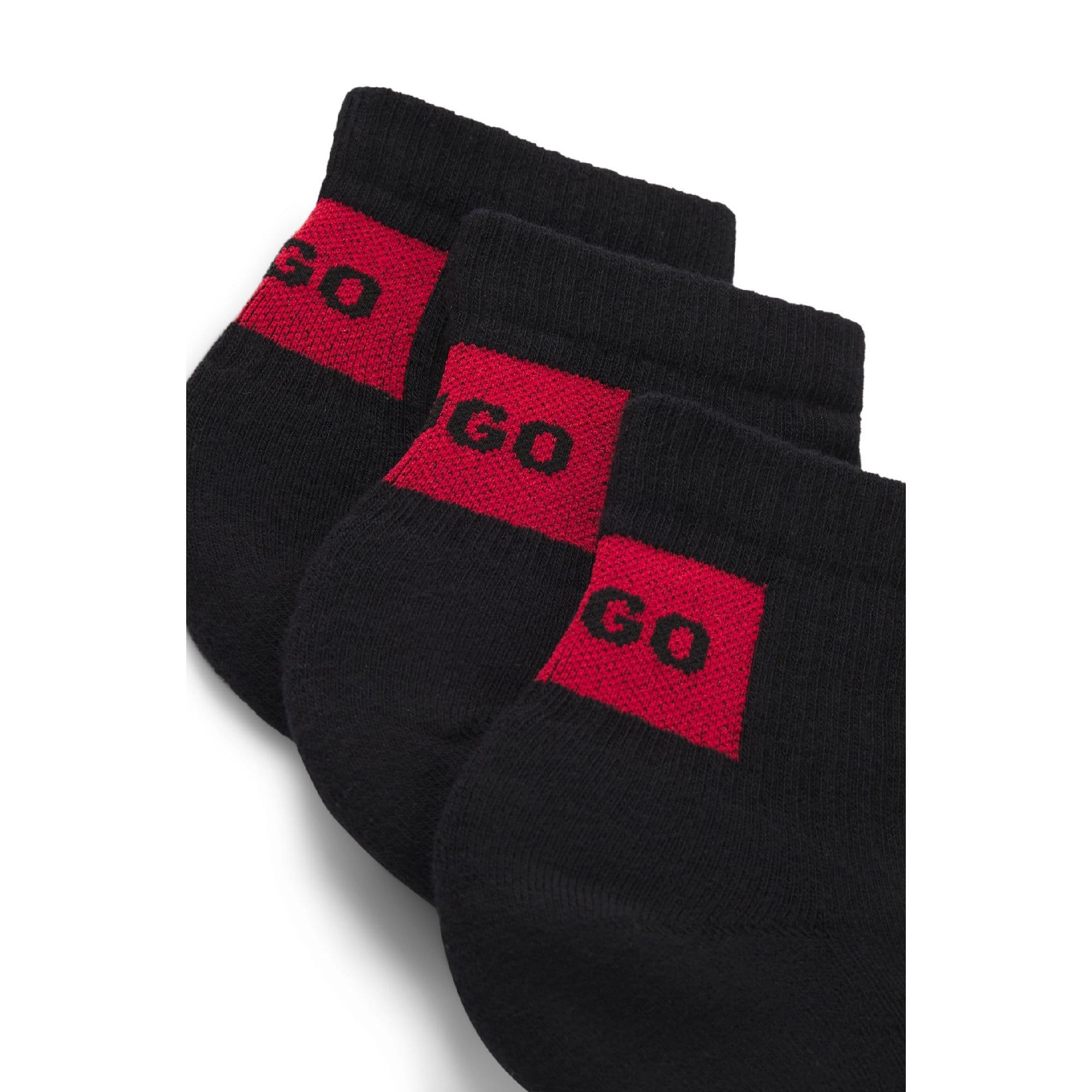 Black - Hugo - 3 Pack of Logo Ankle Socks - 4