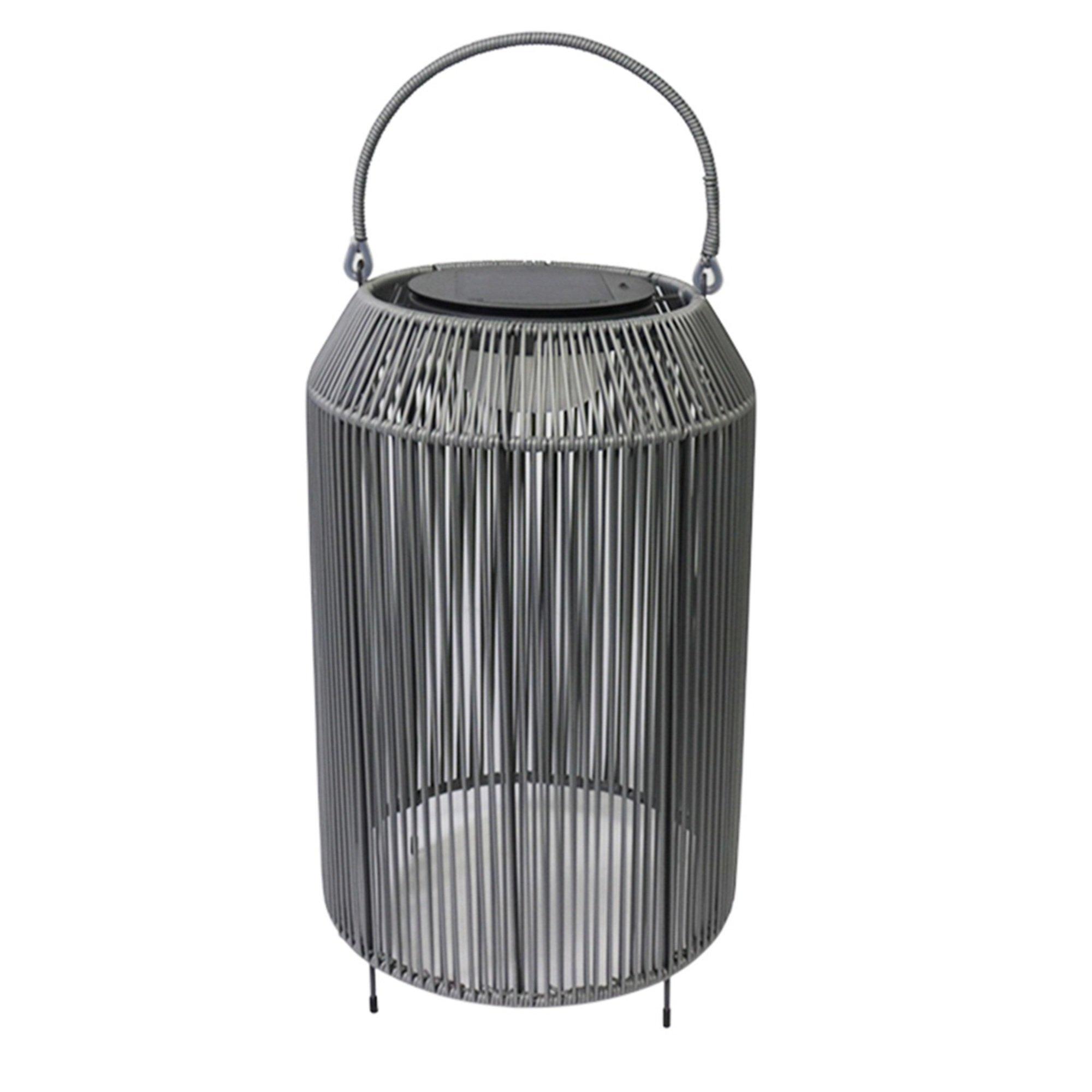 Black - K Living - Aurora Rattan Solar Rechargeable Lamp - 1