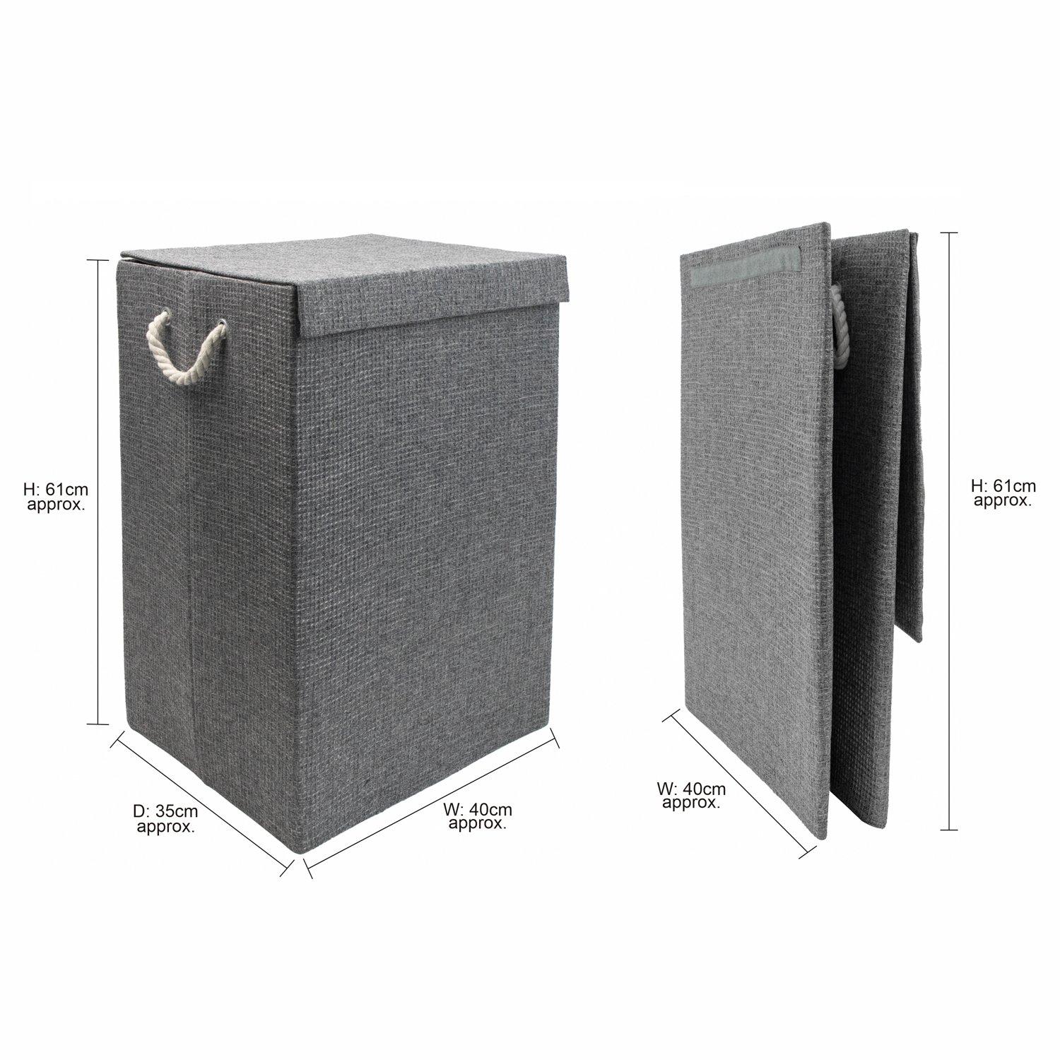 Grey - JVL - Chroma Foldable Laundry Hamper with Lid, Home - 13