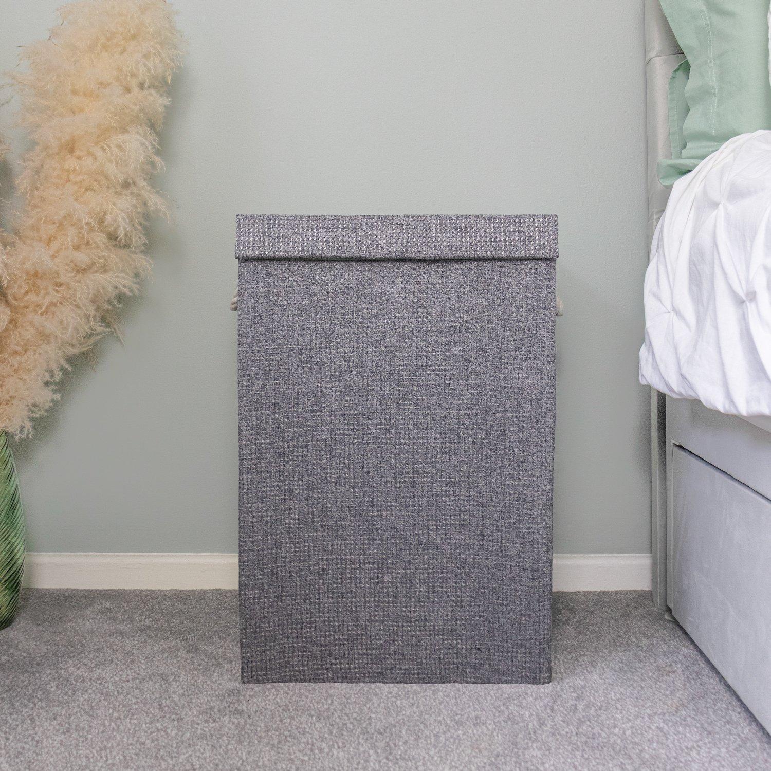 Grey - JVL - Chroma Foldable Laundry Hamper with Lid, Home - 9