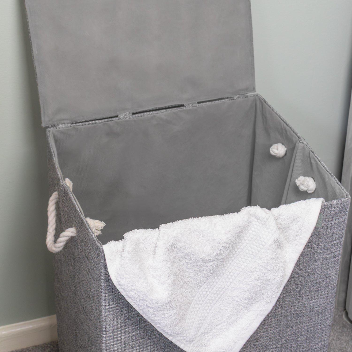 Grey - JVL - Chroma Foldable Laundry Hamper with Lid, Home - 10