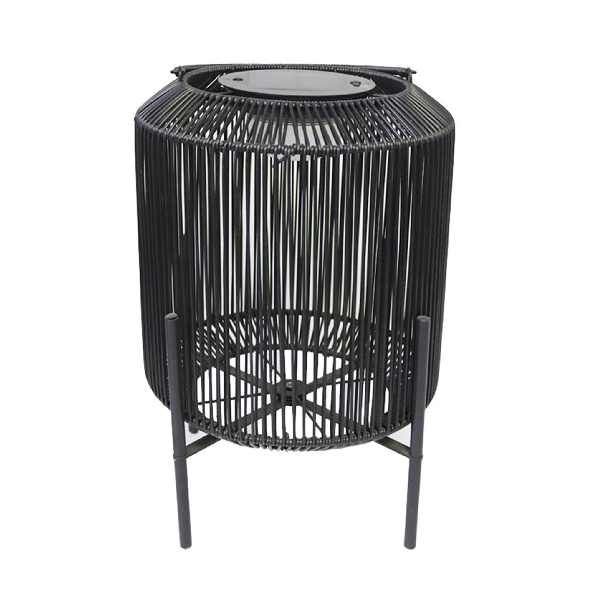 Black - K Living - Manau Rattan Solar Rechargeable Lamp - 1