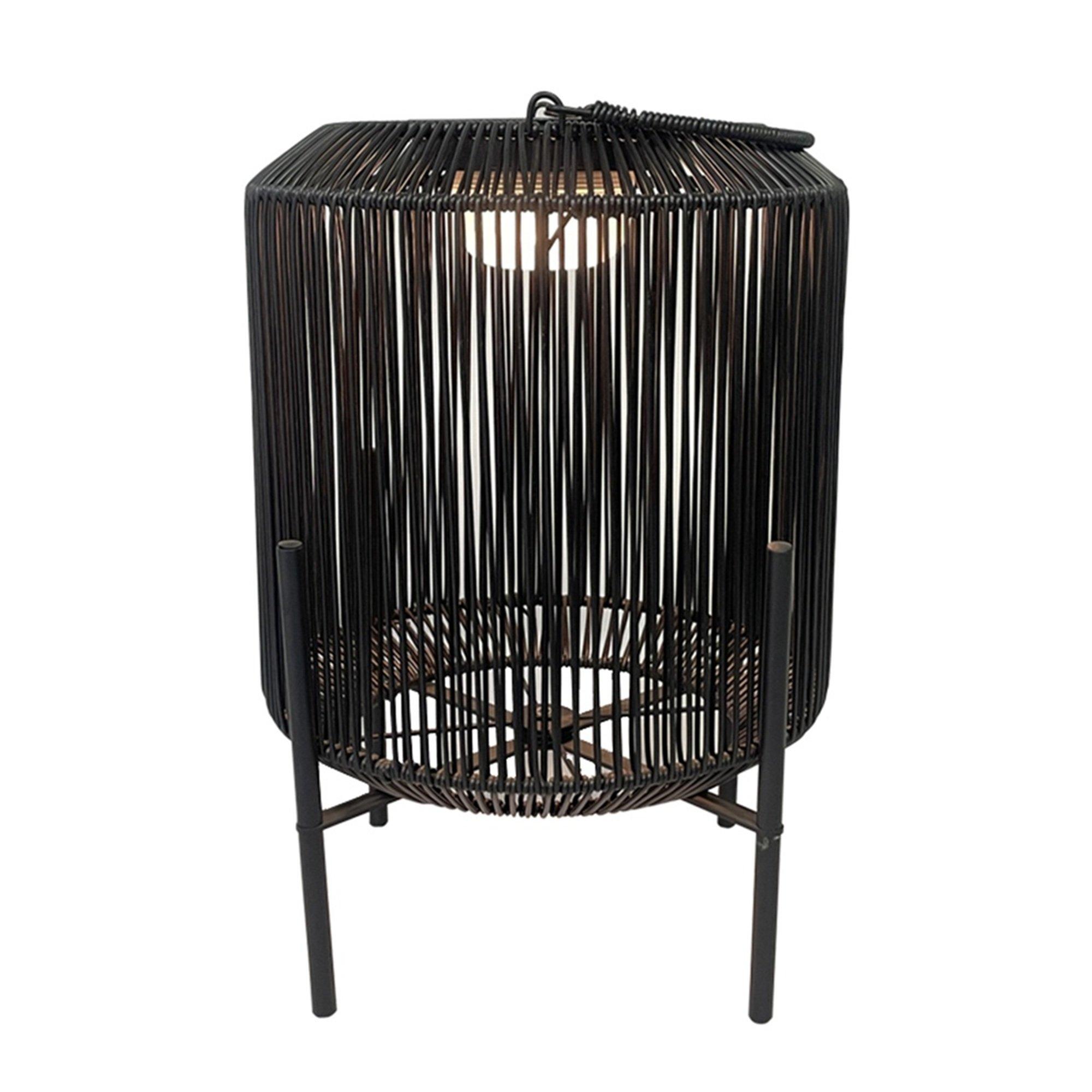 Black - K Living - Manau Rattan Solar Rechargeable Lamp - 2