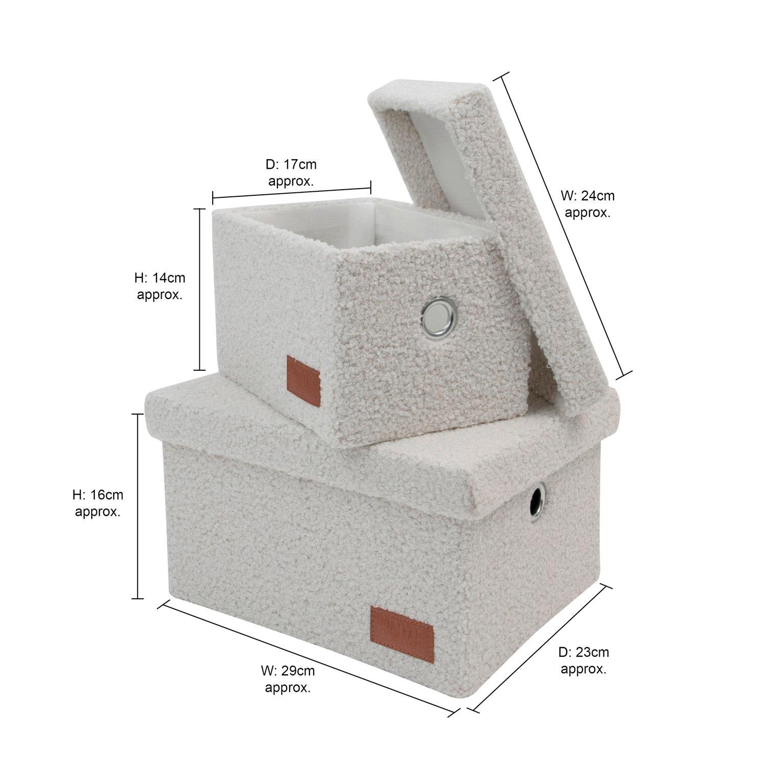 White - JVL - Shiro Set of 2 Boucle Fabric Rectangular Stora - 12