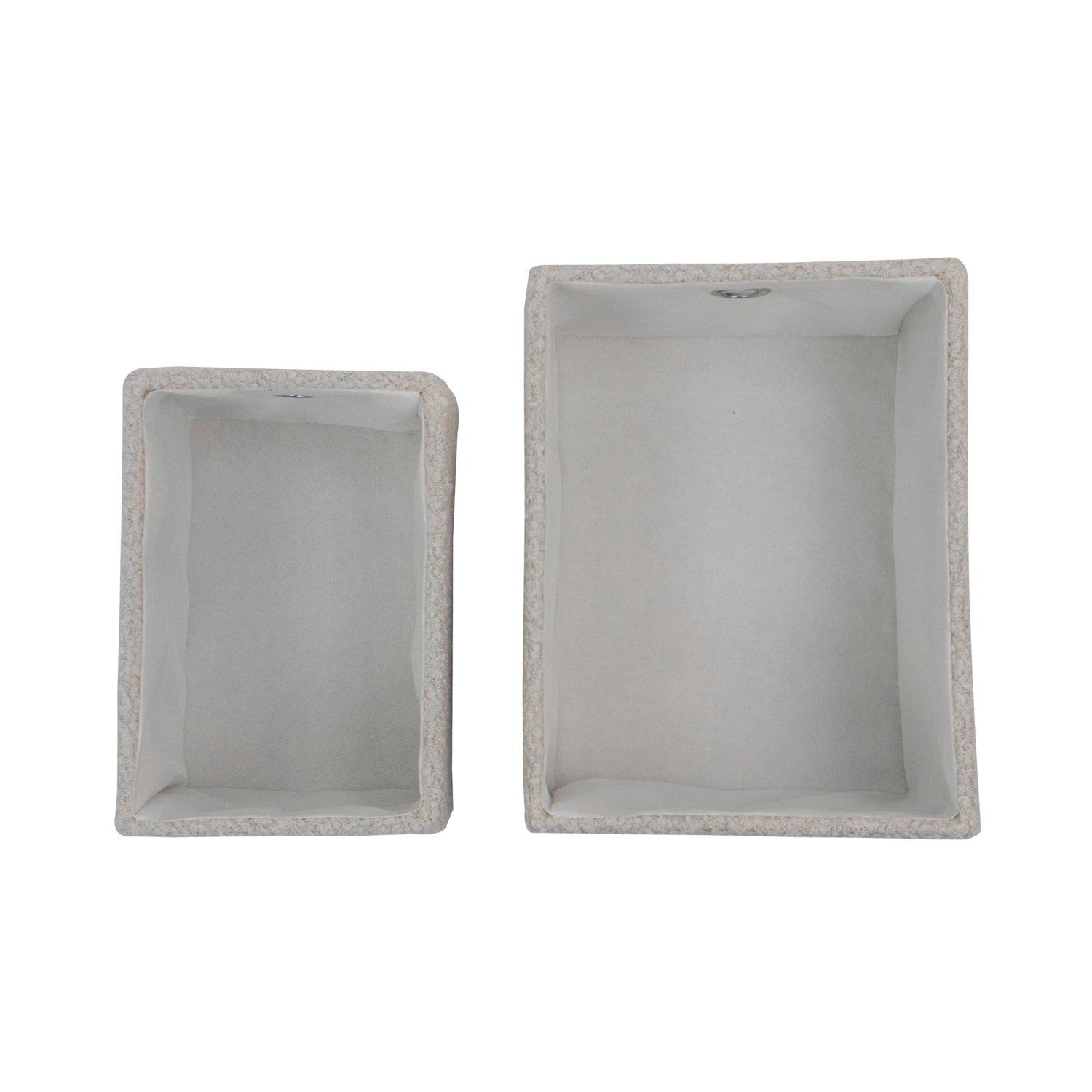 White - JVL - Shiro Set of 2 Boucle Fabric Rectangular Stora - 7