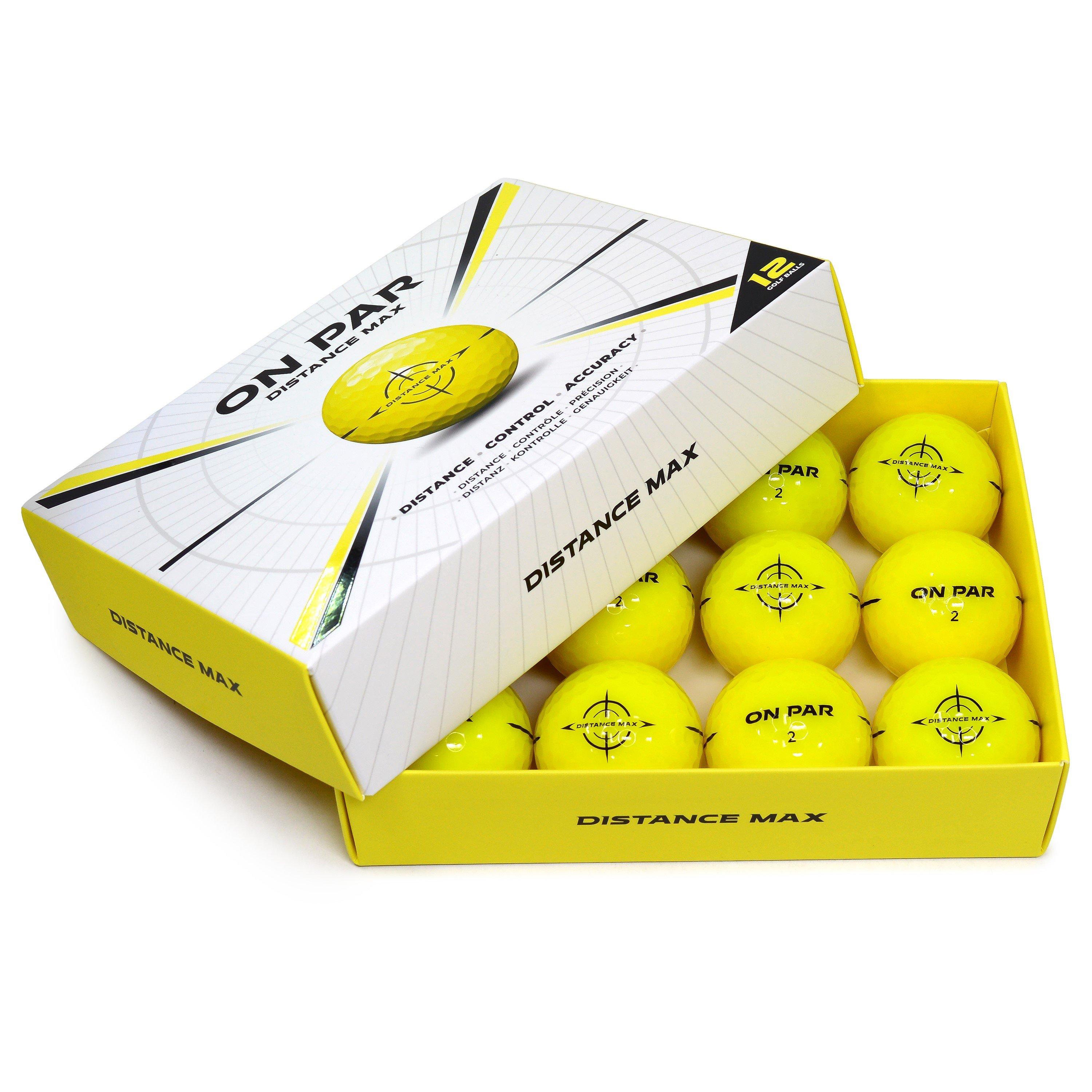 Yellow - On Par - Distance Max Golf Balls 12 Pack x4 (48 Balls) - 2