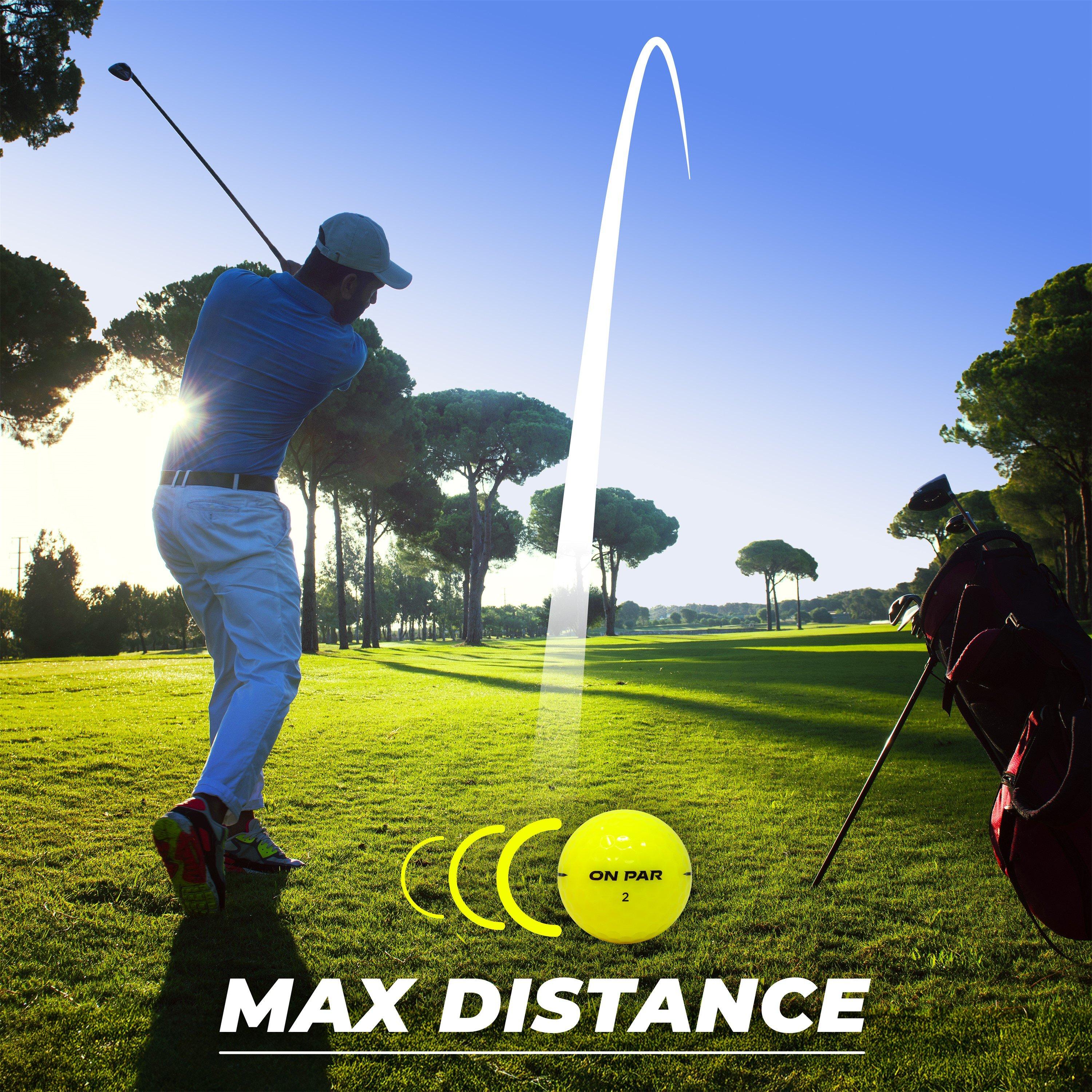 Yellow - On Par - Distance Max Golf Balls 12 Pack x4 (48 Balls) - 5