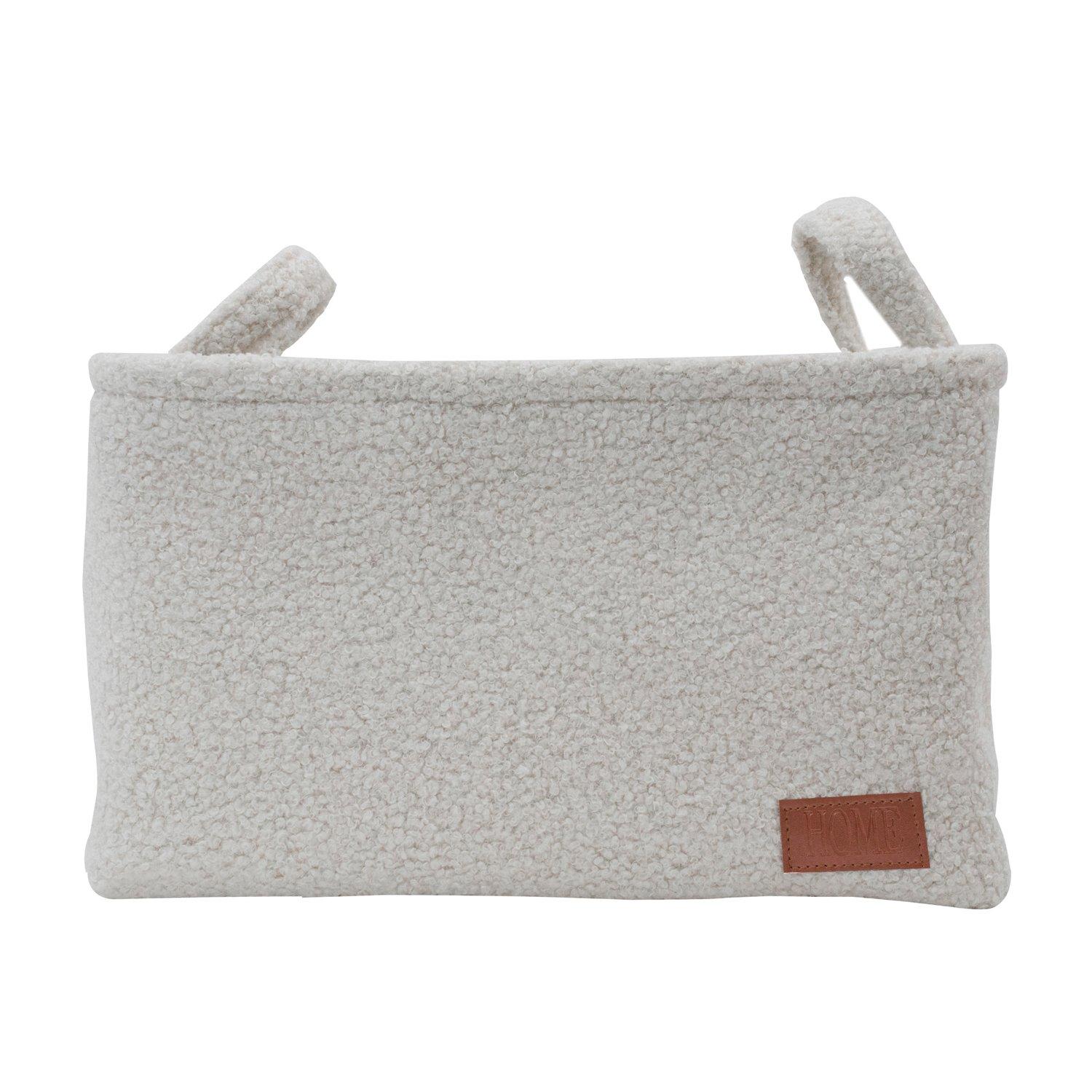 White - JVL - Shiro Boucle Fabric Rectangular Basket - 1