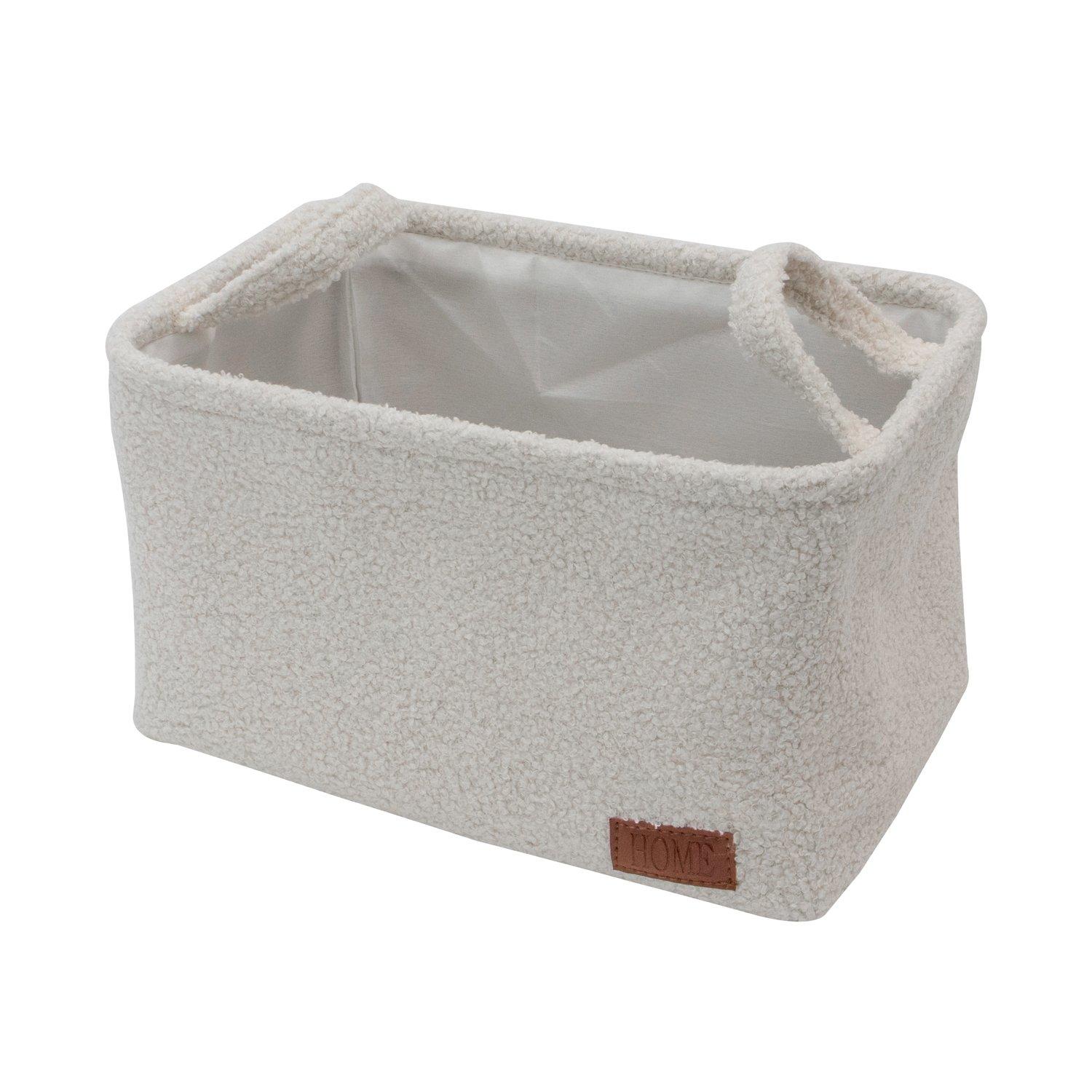 White - JVL - Shiro Boucle Fabric Rectangular Basket - 2