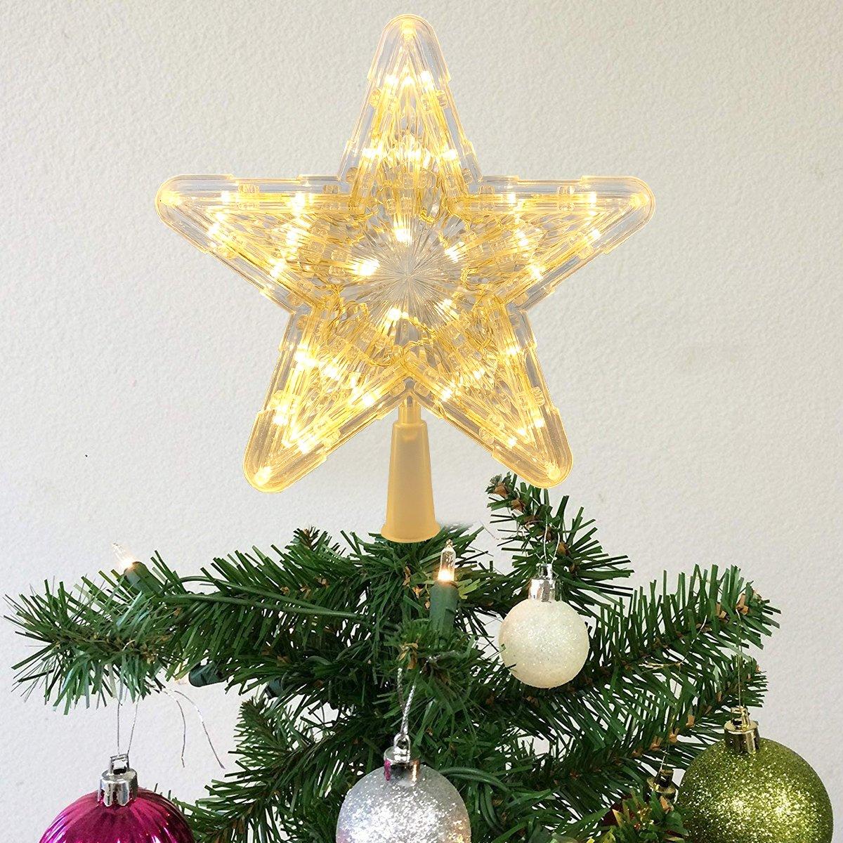 White - LIFE IDEAS - Christmas LED Star Tree Topper - 1