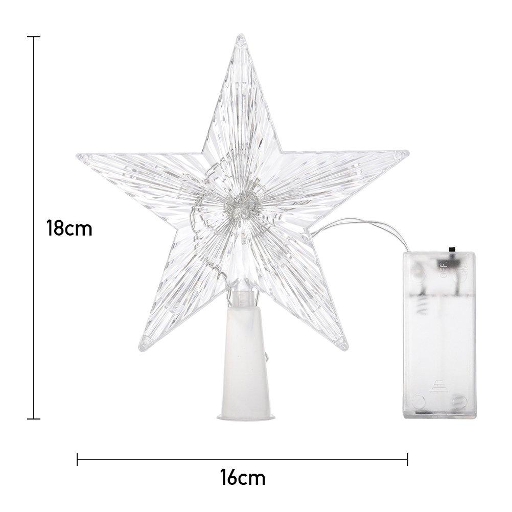 White - LIFE IDEAS - Christmas LED Star Tree Topper - 6