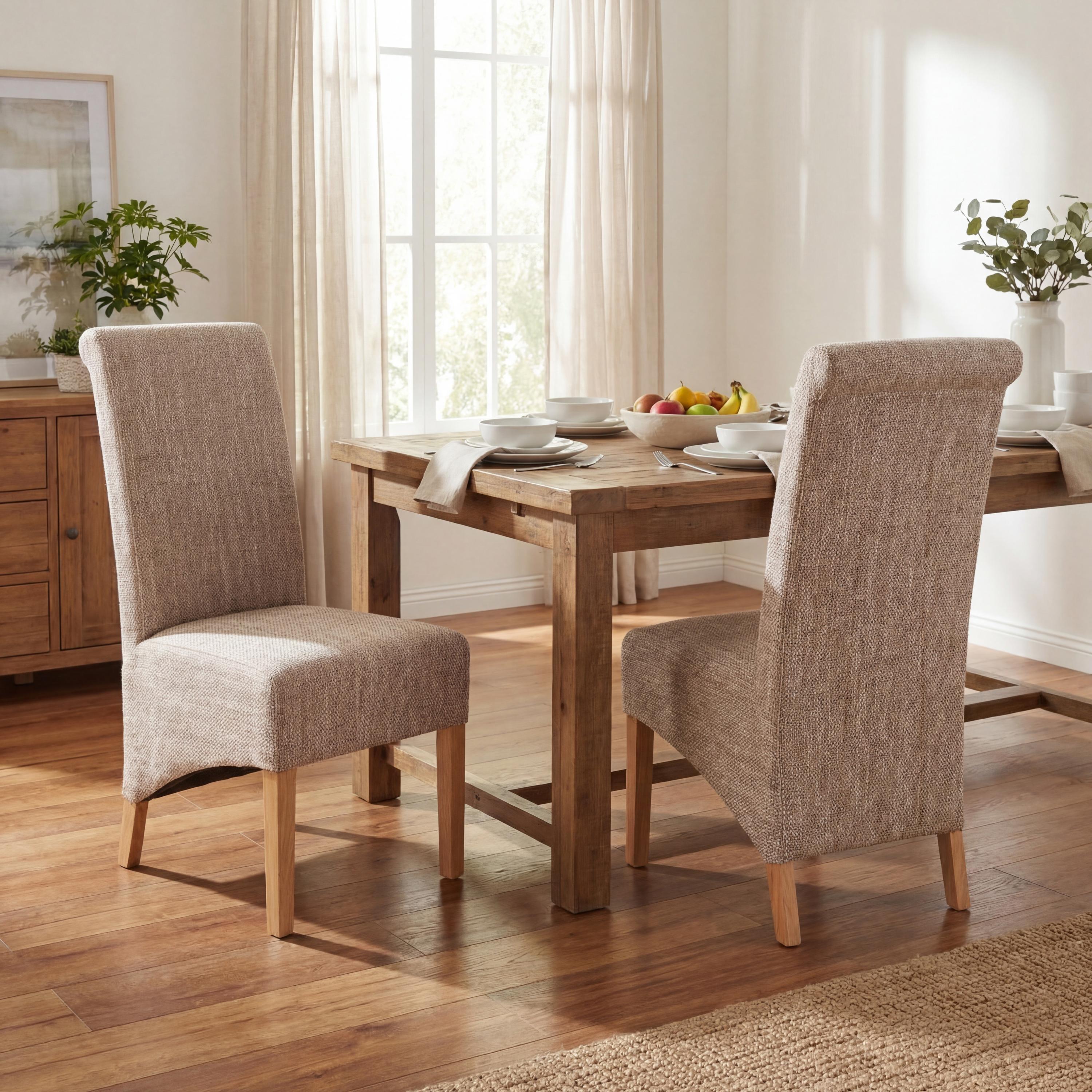 Oatmeal - Shankar - Set of 2 Cambridge Tweed Oatmeal Dining Chairs - 1