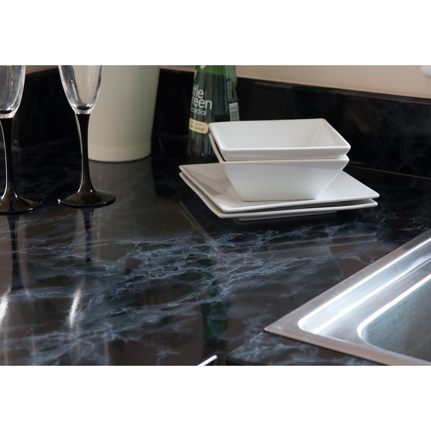 Black - D C Fix - dc fix Marble Black Self Adhesive Vinyl Pack 3 - 3