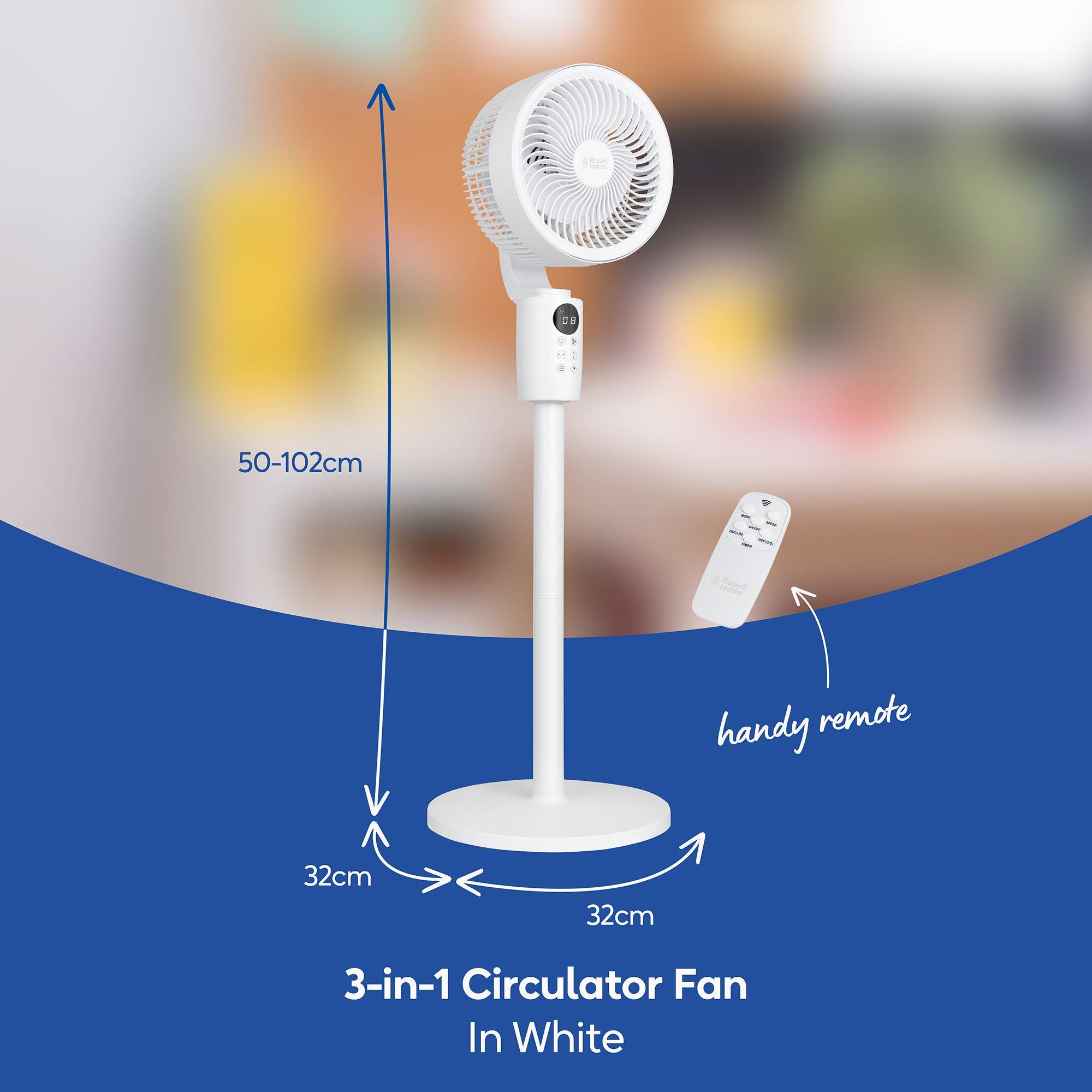 White - Russell Hobbs - RHPCF1001 3-in-1 Pedestal Circulator Fan in White - 2