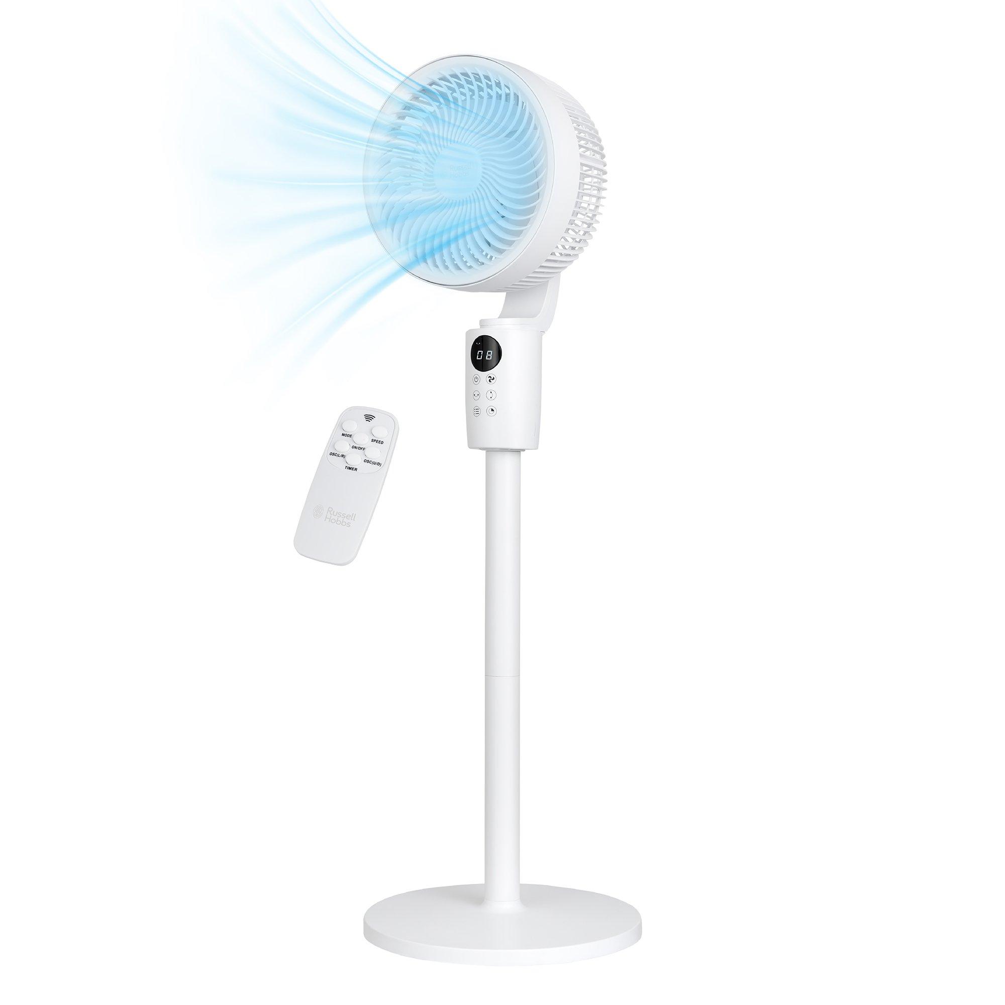 White - Russell Hobbs - RHPCF1001 3-in-1 Pedestal Circulator Fan in White - 16