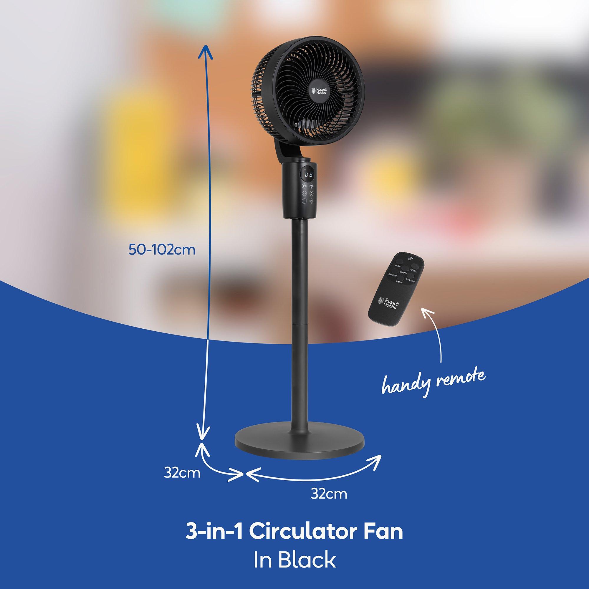 Black - Russell Hobbs - RHPCF1001B 3-in-1 Pedestal Circulator Fan in Black - 2