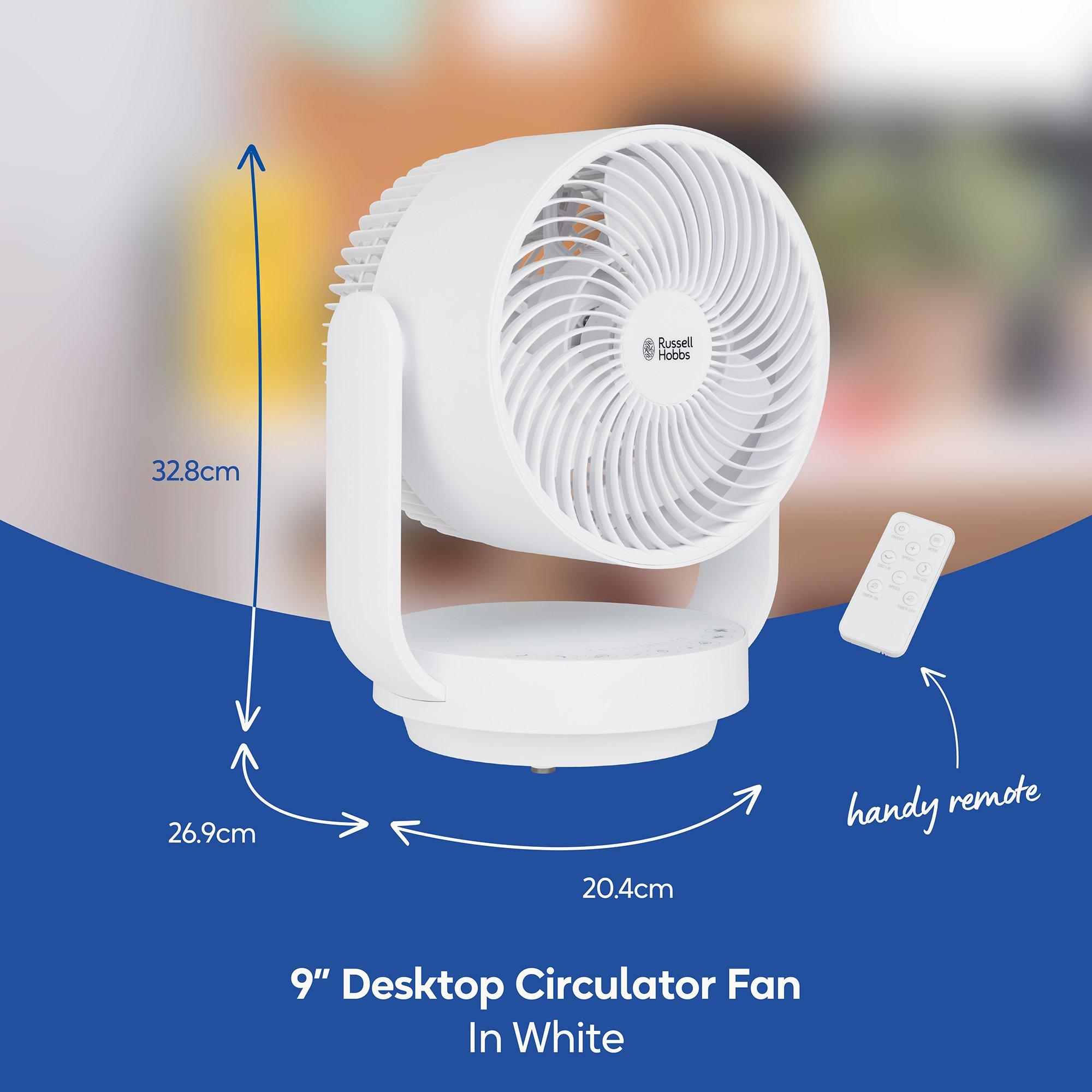 White - Russell Hobbs - RHDCF1001 9” Desktop Circulator Fan in White - 2