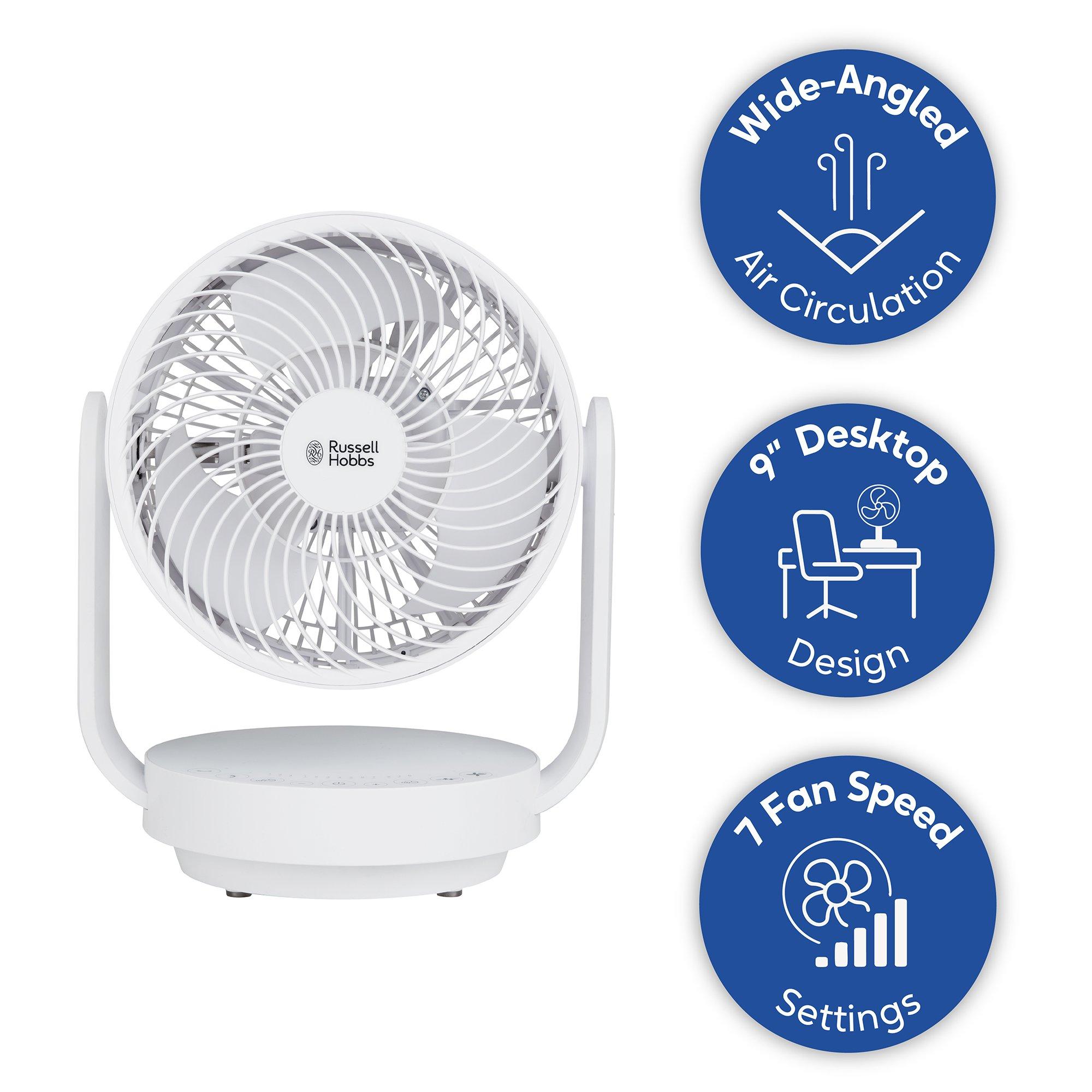 White - Russell Hobbs - RHDCF1001 9” Desktop Circulator Fan in White - 13