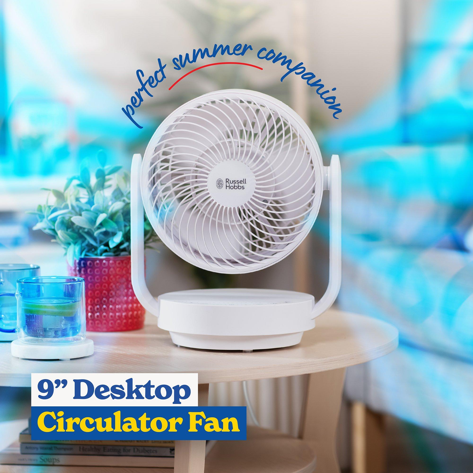 White - Russell Hobbs - RHDCF1001 9” Desktop Circulator Fan in White - 3