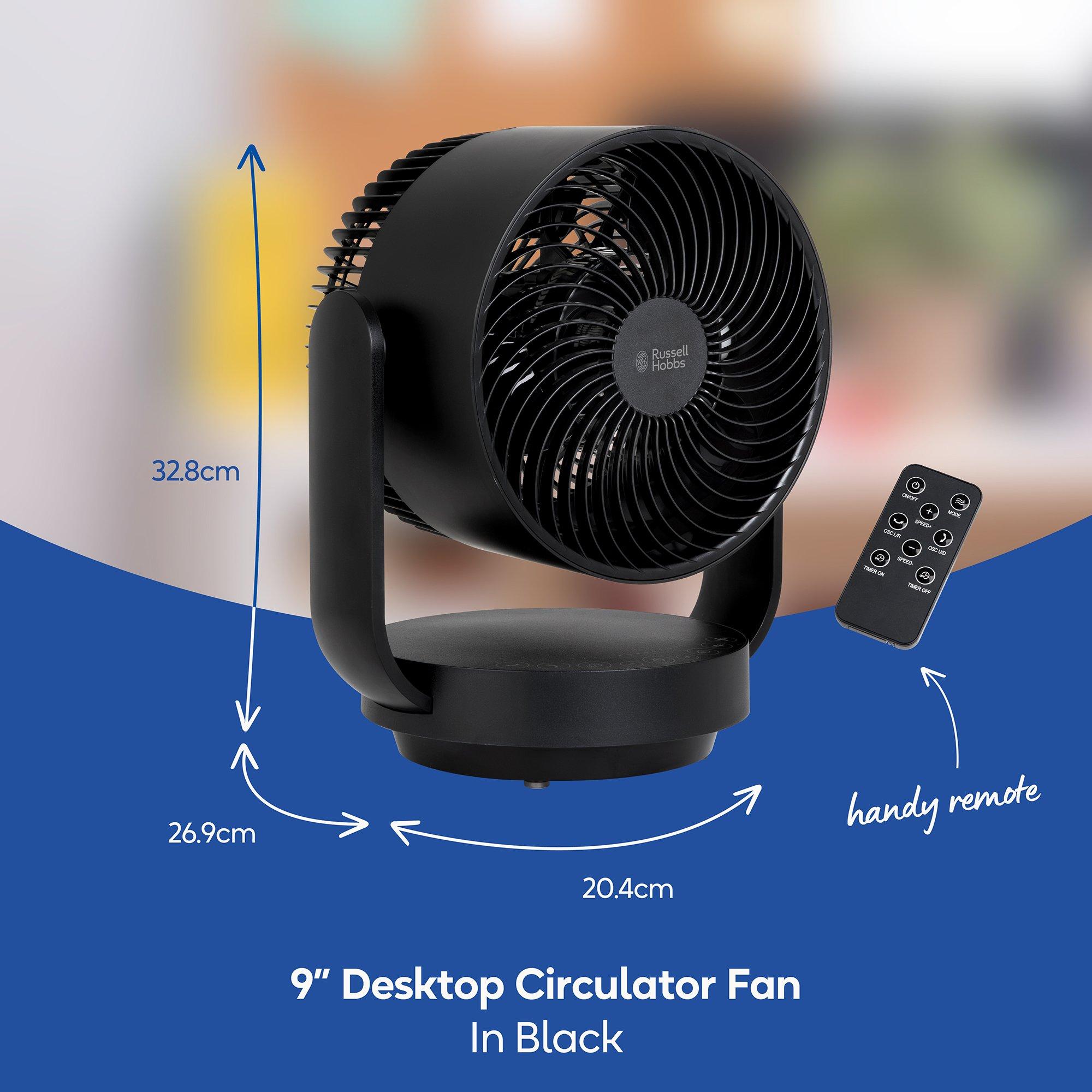 Black - Russell Hobbs - RHDCF1001B 9” Desktop Circulator Fan in Black - 2