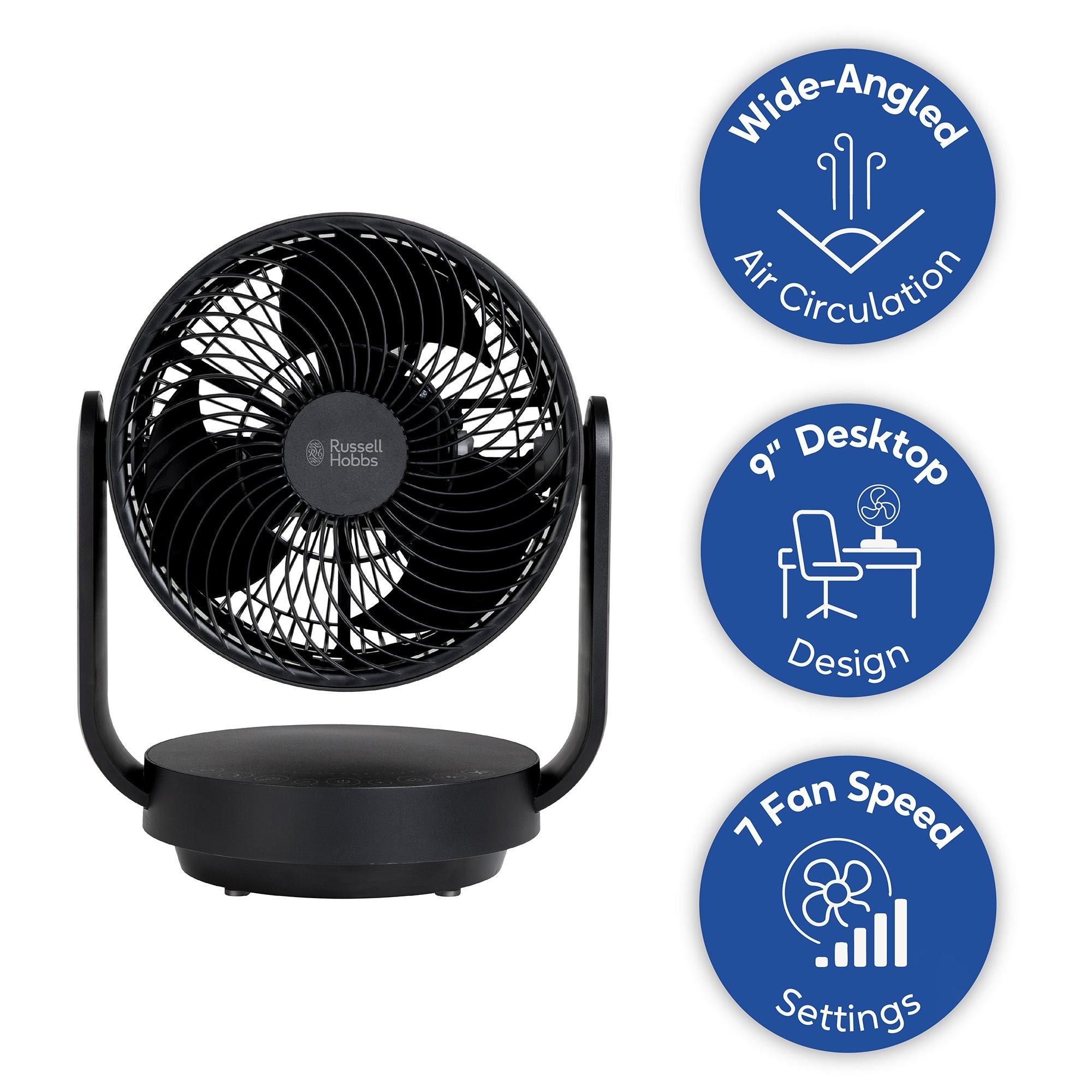 Black - Russell Hobbs - RHDCF1001B 9” Desktop Circulator Fan in Black - 13