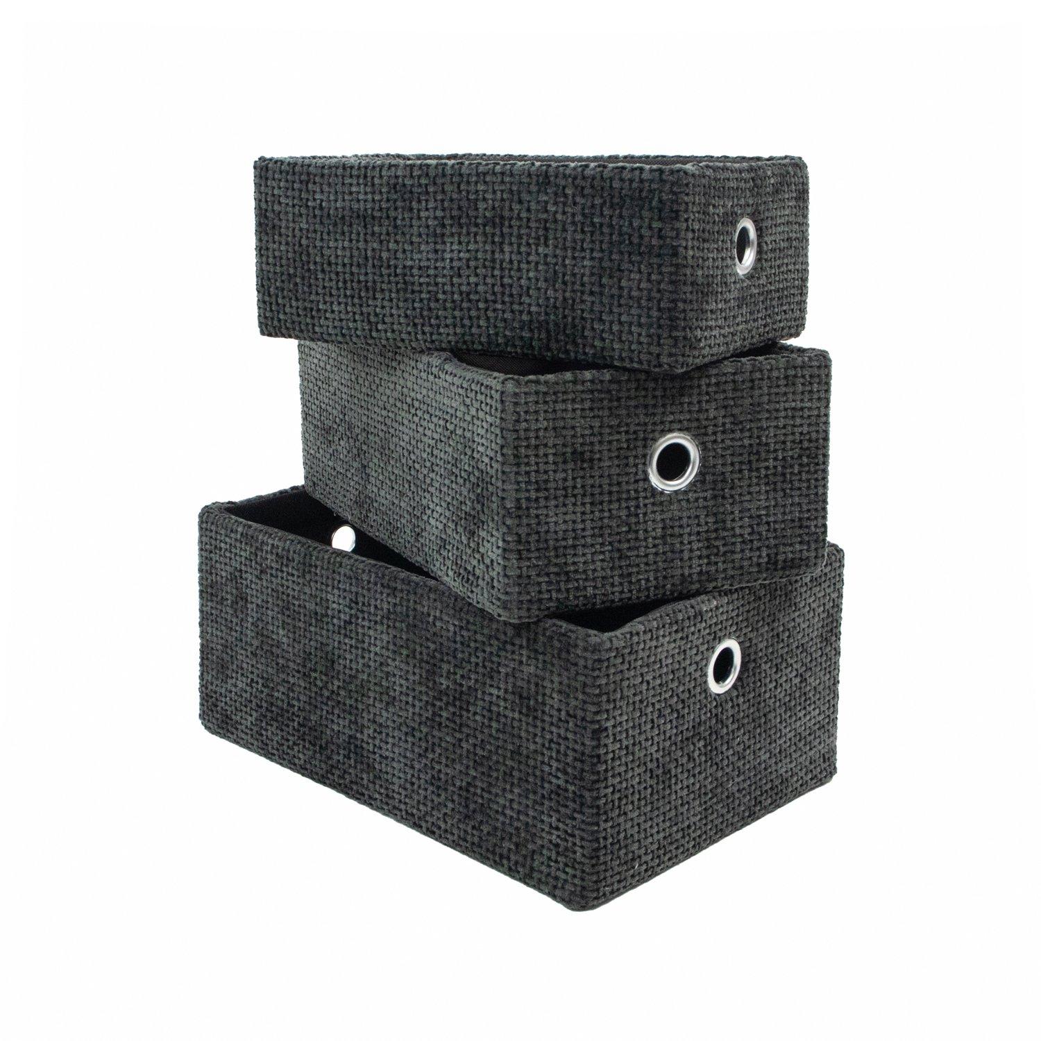 Black - JVL - Metro Set of 3 Rectangular Storage Baskets, Ho - 4