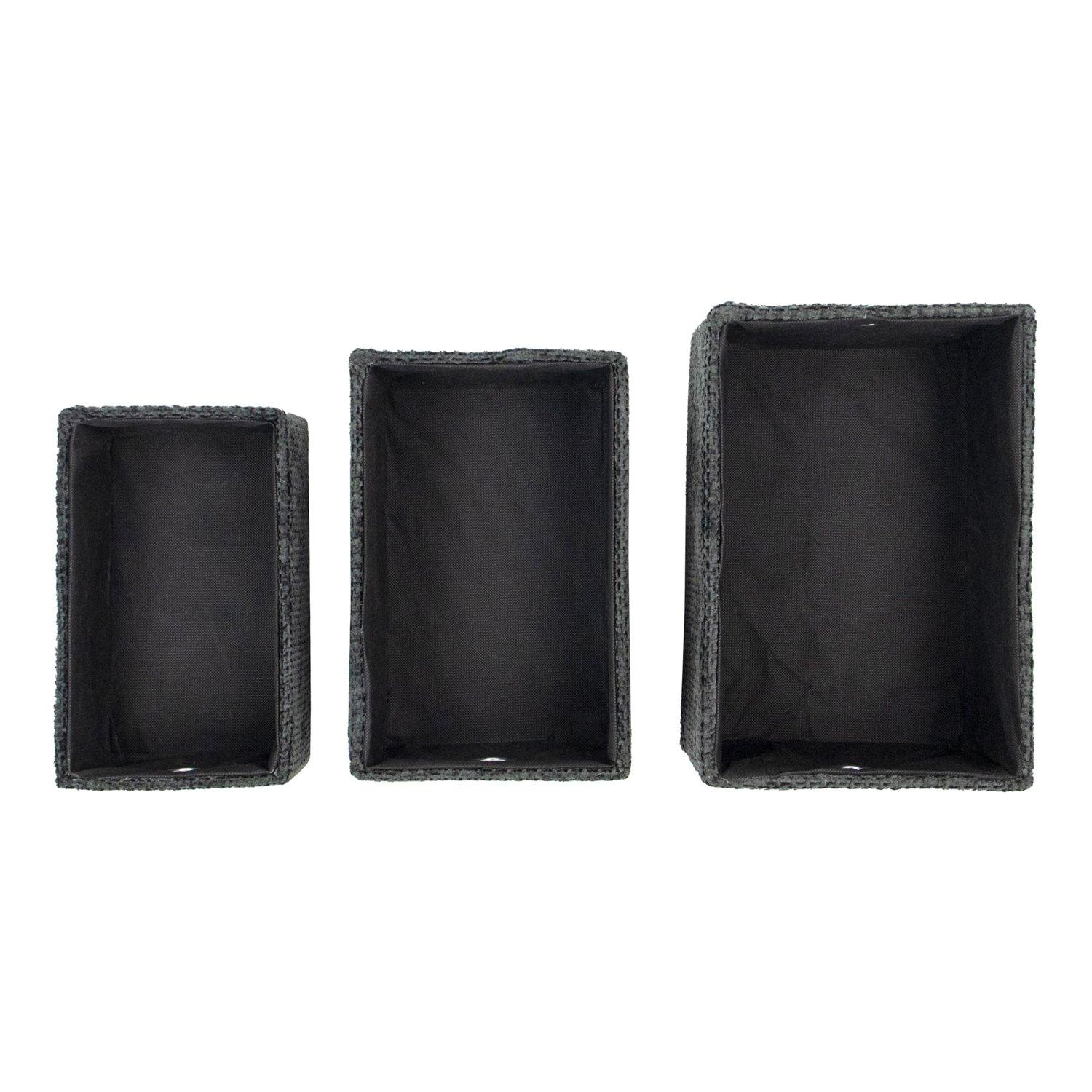 Black - JVL - Metro Set of 3 Rectangular Storage Baskets, Ho - 6