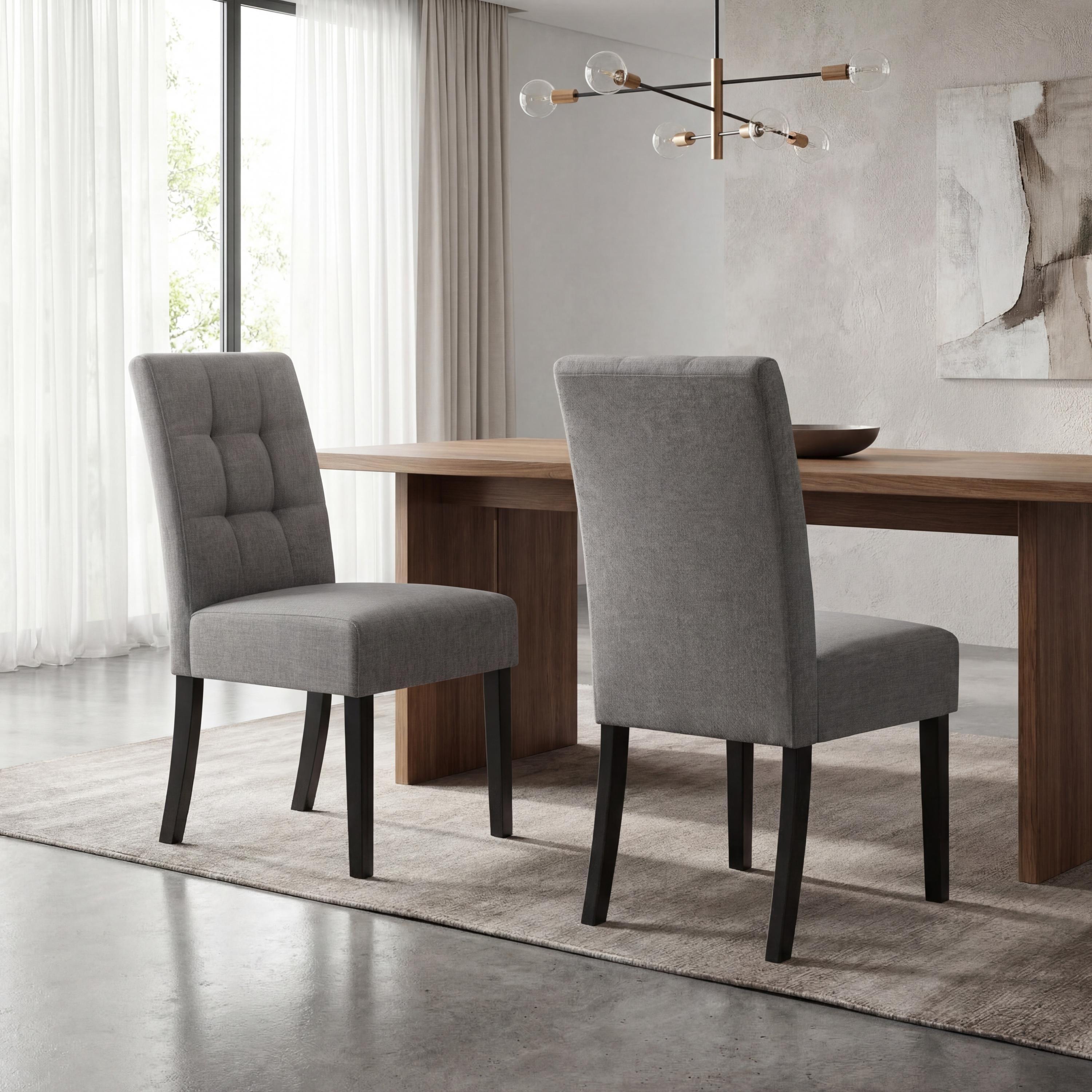 Steel Grey - Bl - Shankar - Set of 2 Oakmere Linen Dining Chairs - Steel Grey - 1