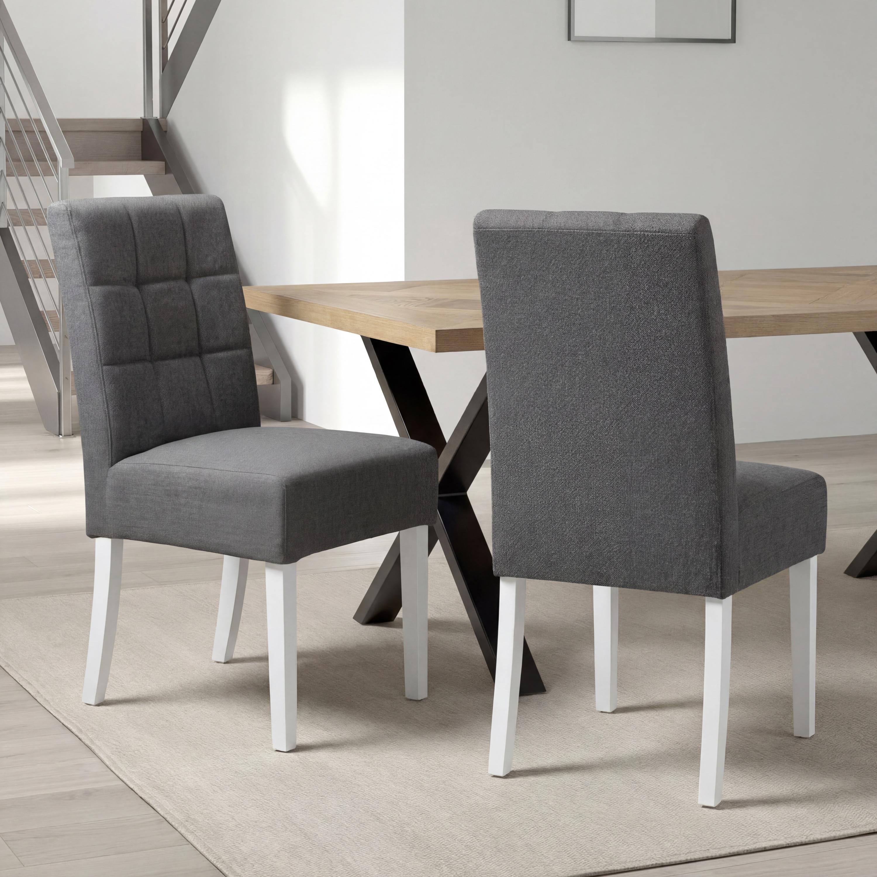 Set of 2 Oakmere Linen Dining Chairs - Steel Grey