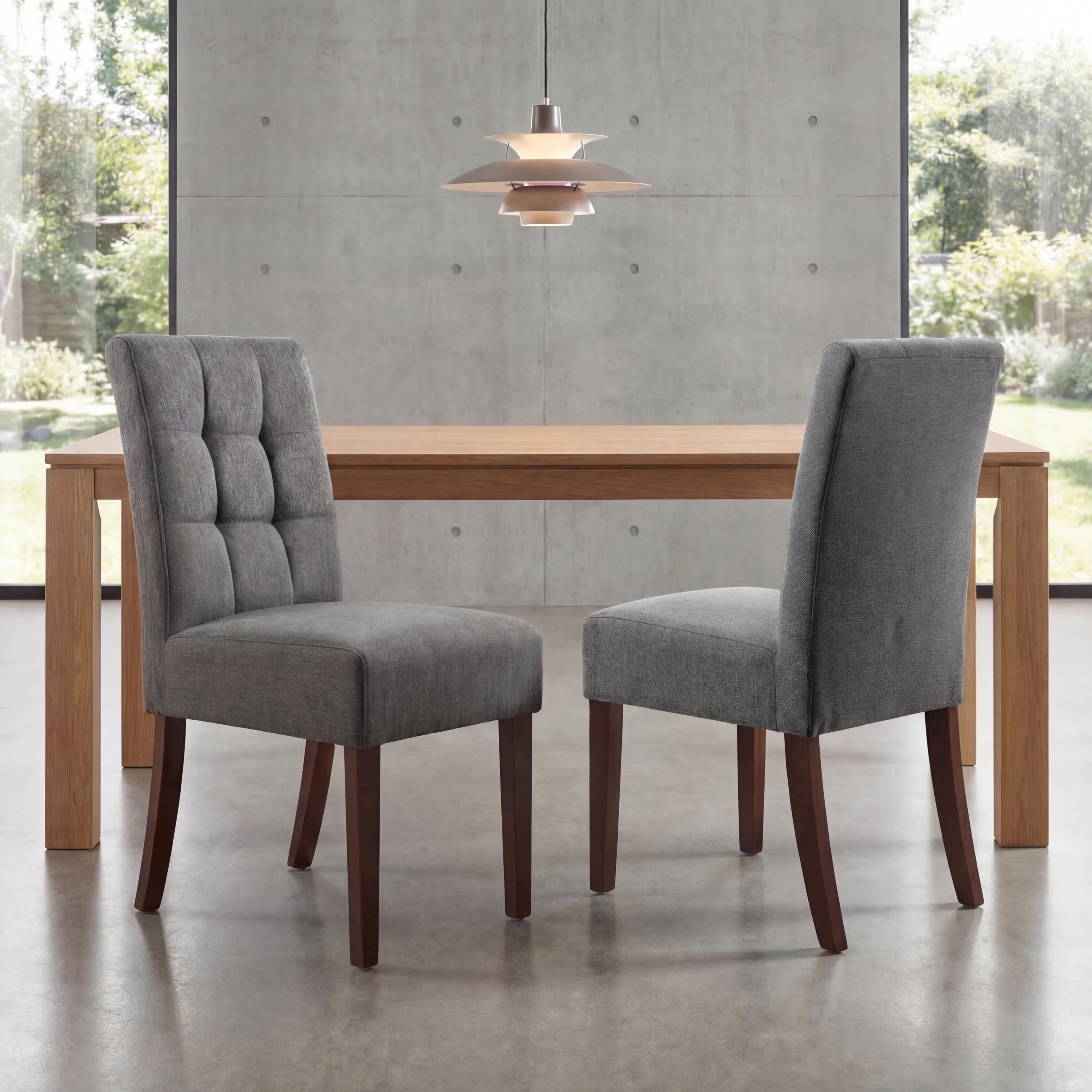 Set of 2 Oakmere Linen Dining Chairs - Steel Grey