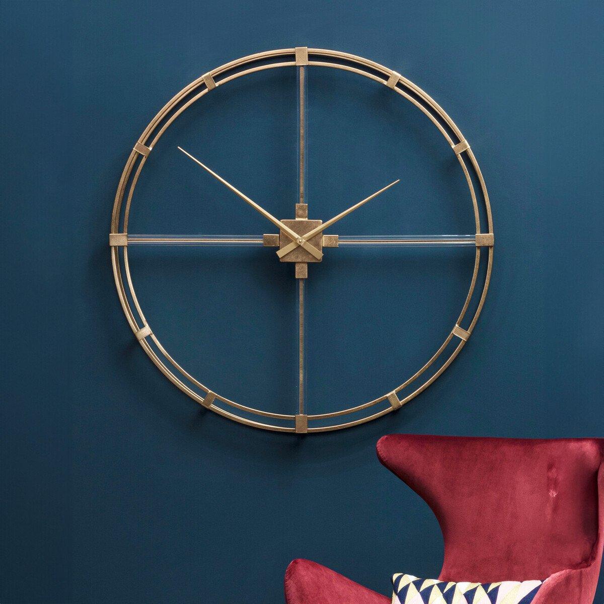 Gold - Premier Housewares - Beauly 110cm Dia Gold Finish Metal Wall Clock - 1