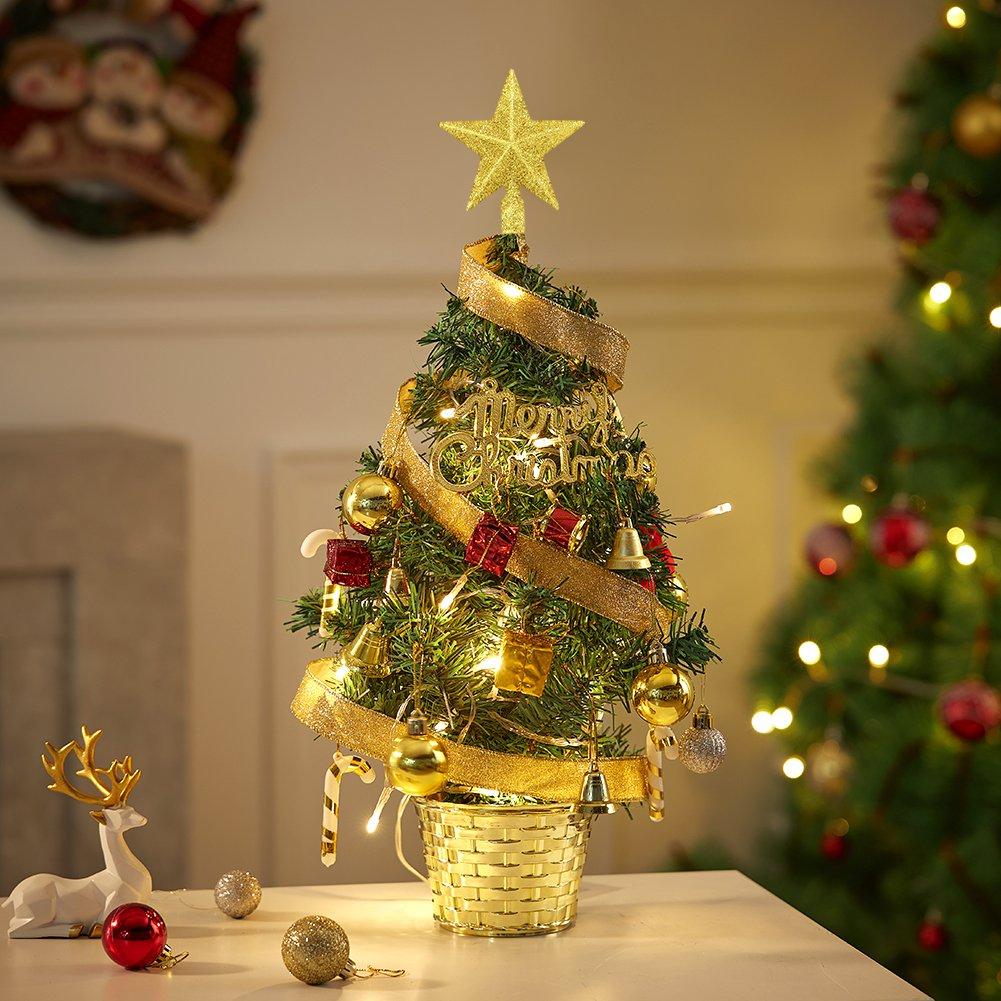 Gold And Green - LIFE IDEAS - Mini Artificial Pine Tree with Ornaments - 1