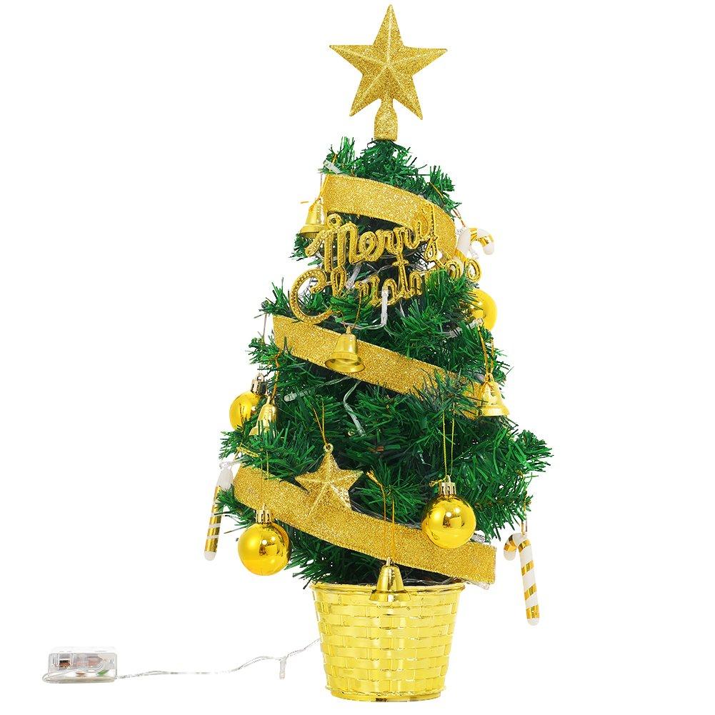 Gold And Green - LIFE IDEAS - Mini Artificial Pine Tree with Ornaments - 3