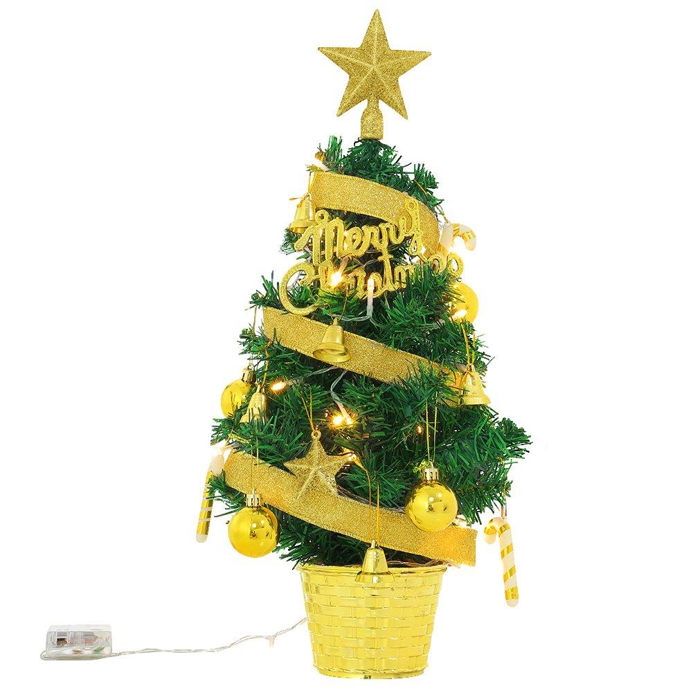 Gold And Green - LIFE IDEAS - Mini Artificial Pine Tree with Ornaments - 4