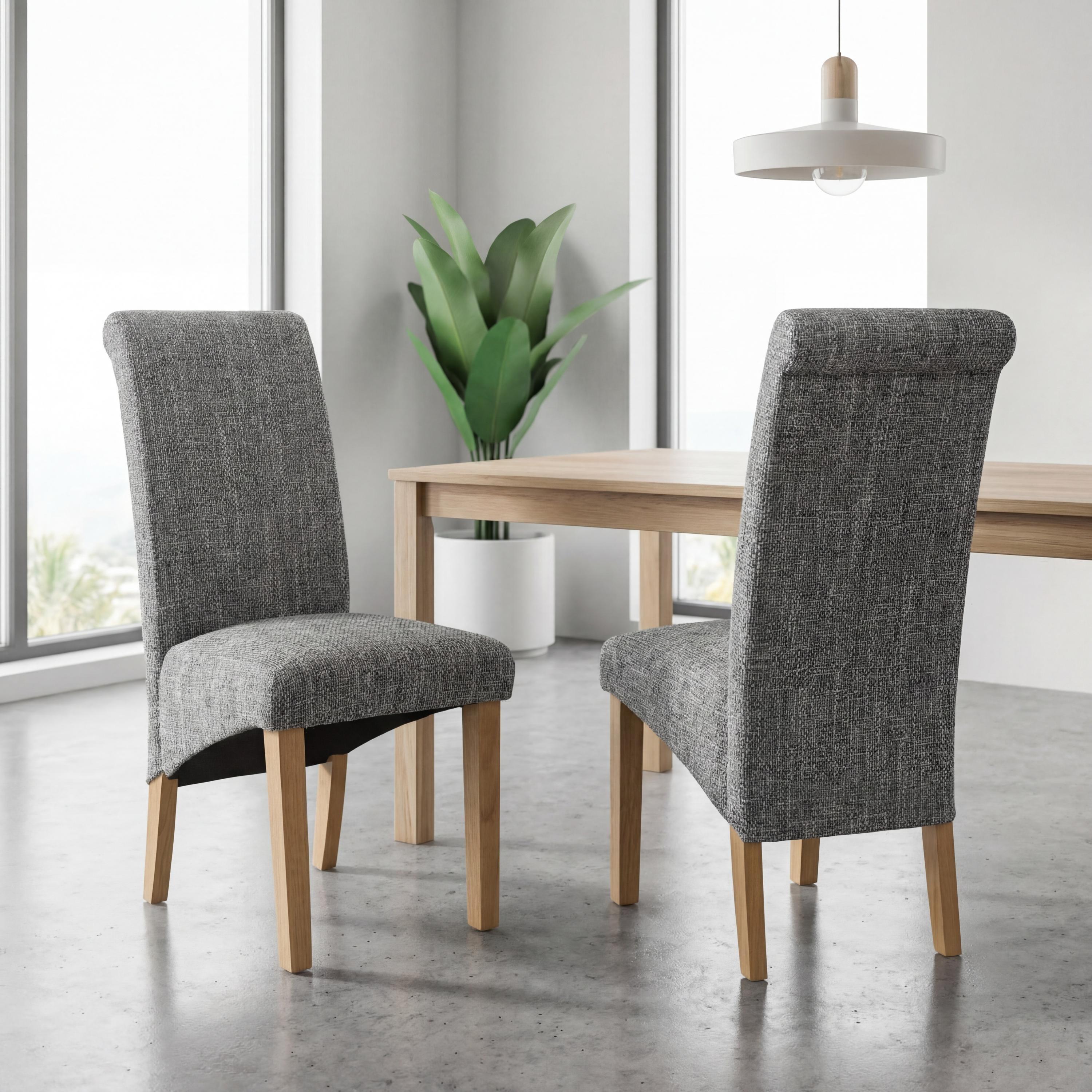 Grey - Shankar - Set of 2 Huxley Tweed Dining Chairs - 1