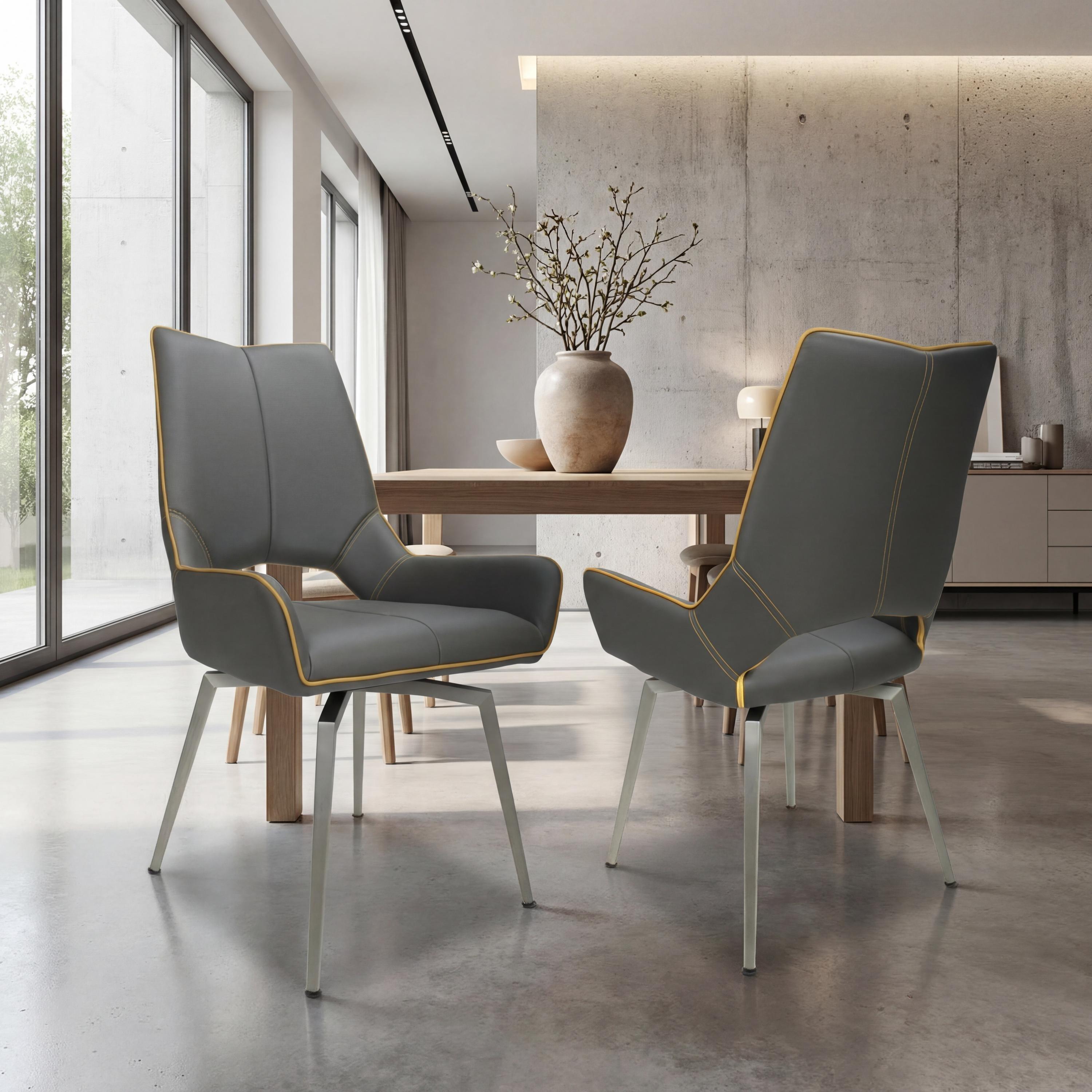 Set of 2 Mayfair Faux Leather Swivel Dining Chairs