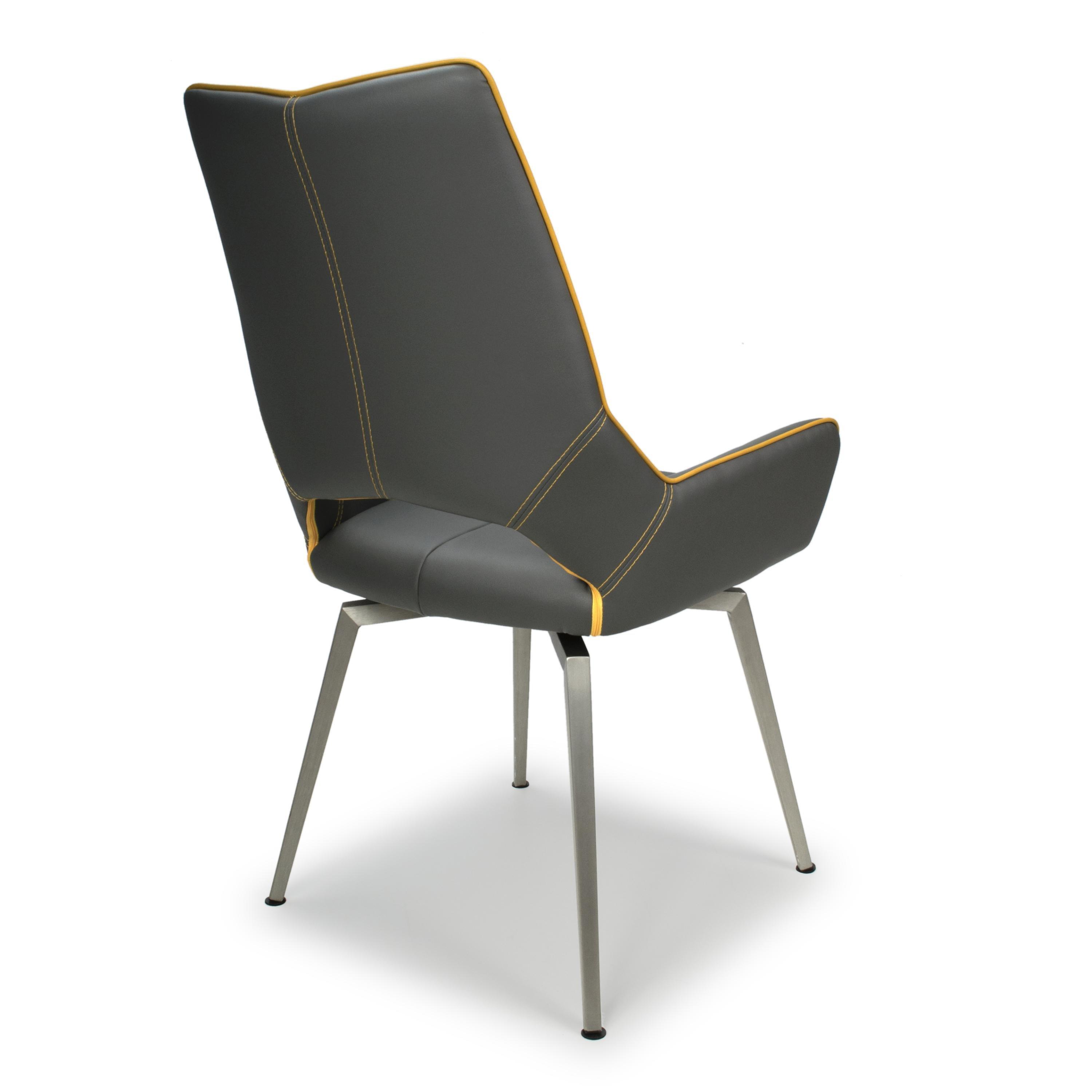 Graphite Grey - Shankar - Set of 2 Mayfair Faux Leather Swivel Dining Chairs - 2