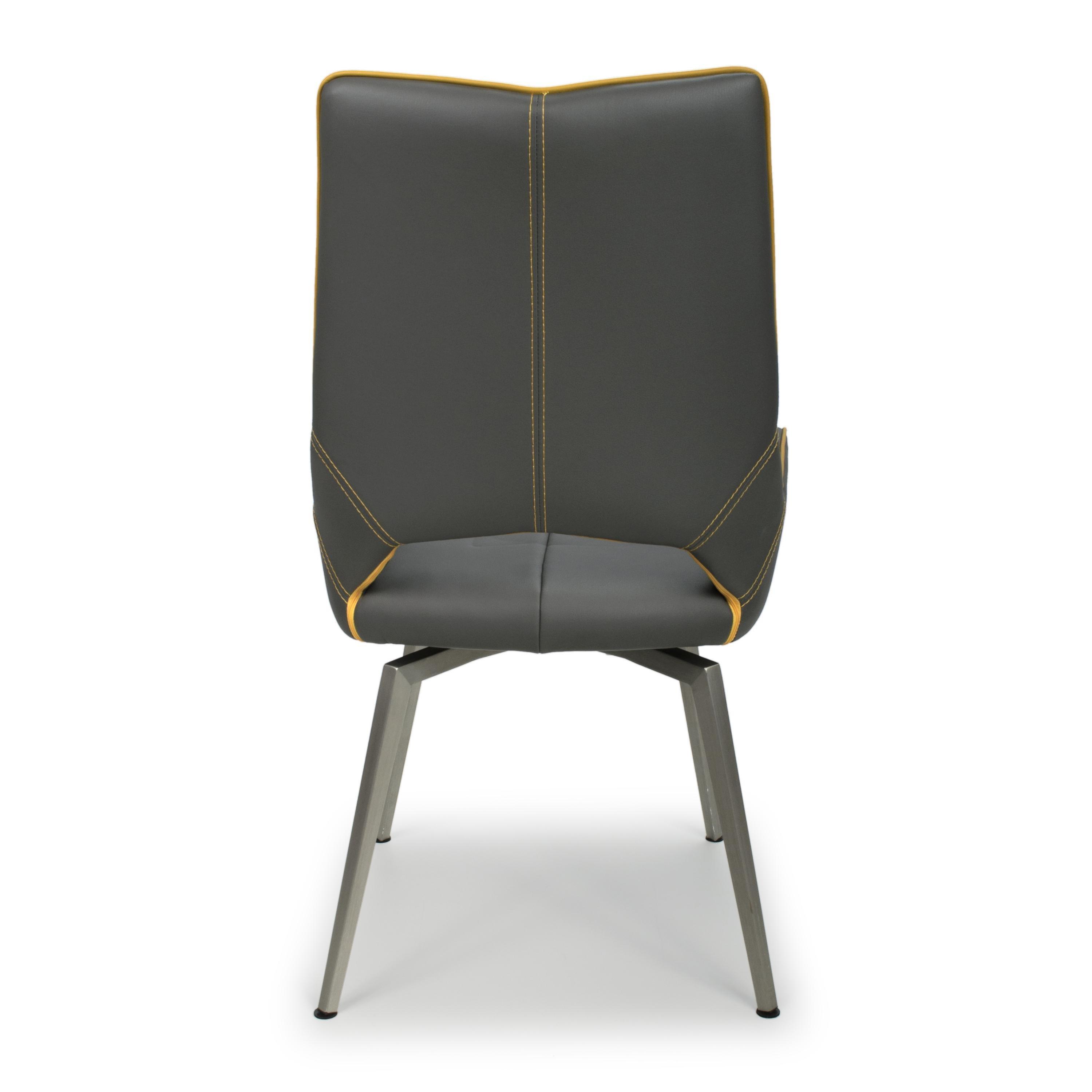 Graphite Grey - Shankar - Set of 2 Mayfair Faux Leather Swivel Dining Chairs - 5