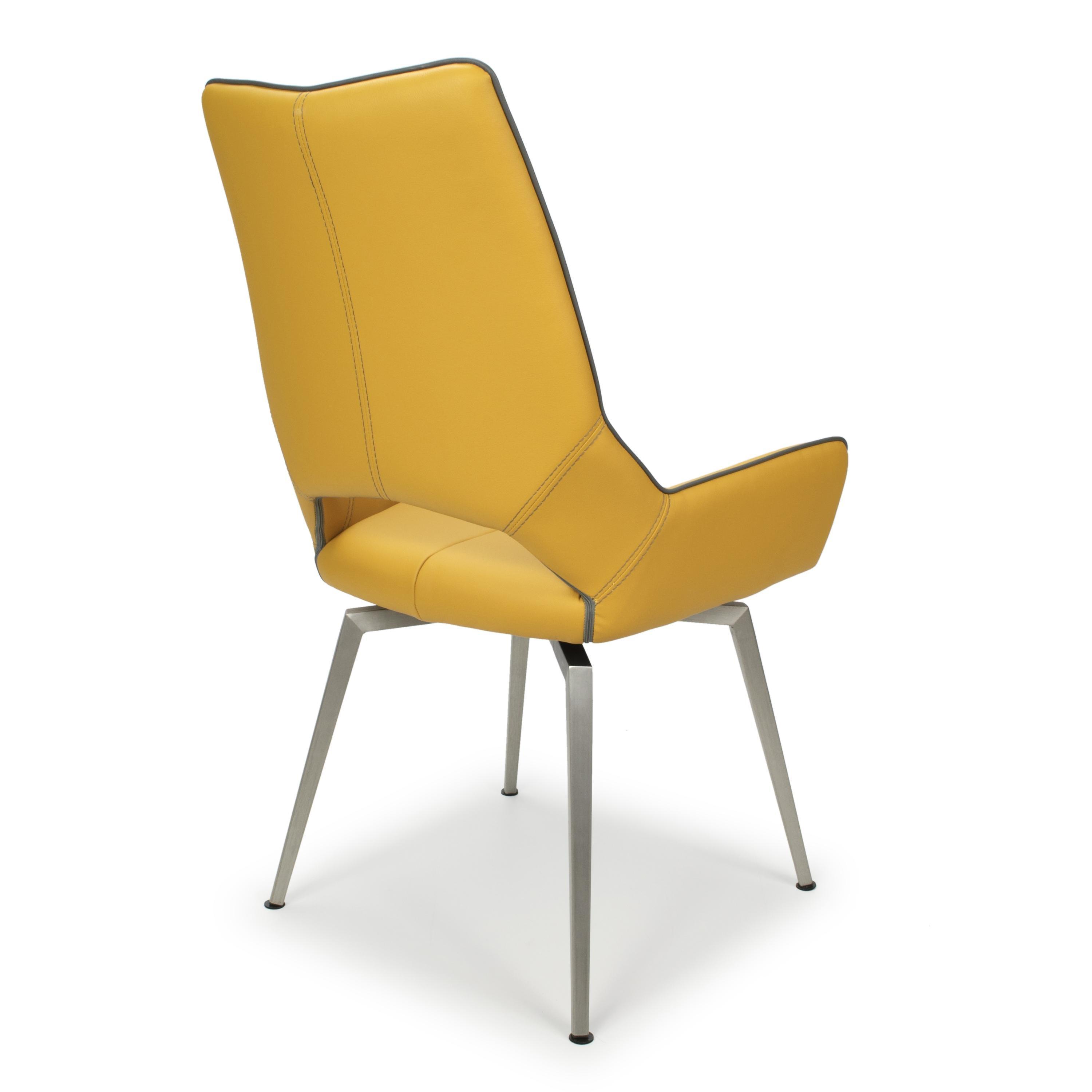 Yellow - Shankar - Set of 2 Mayfair Faux Leather Swivel Dining Chairs - 2