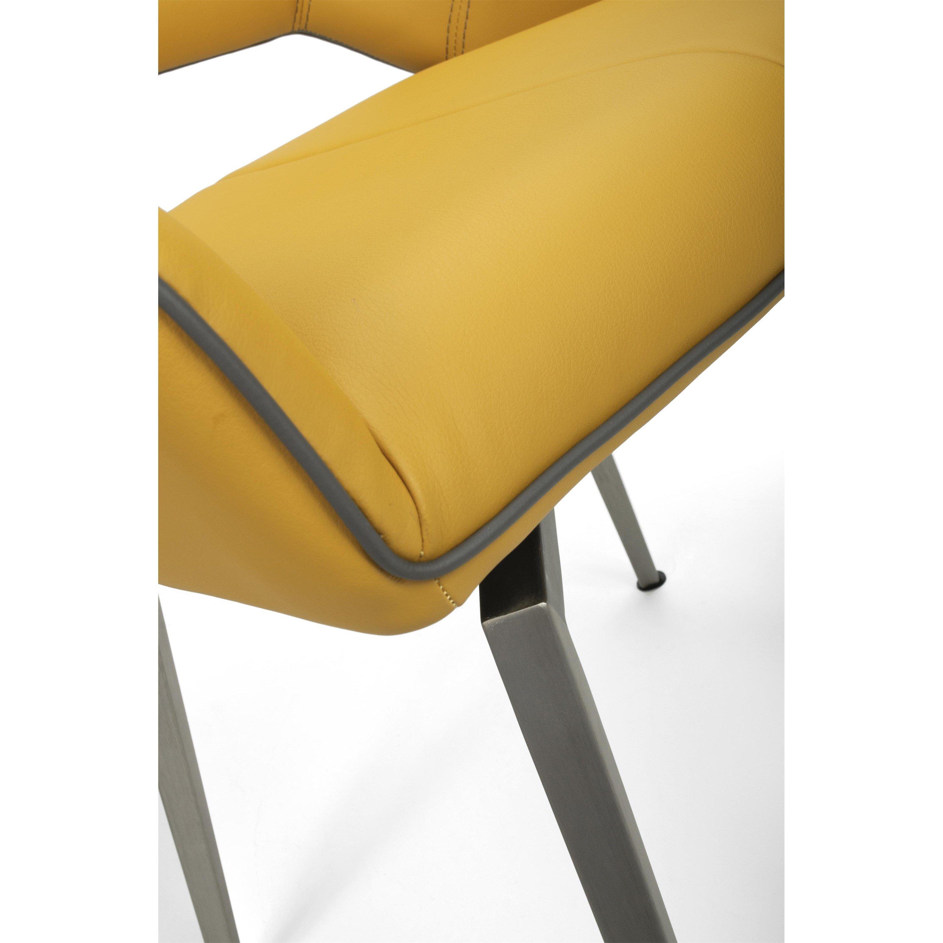 Yellow - Shankar - Set of 2 Mayfair Faux Leather Swivel Dining Chairs - 6