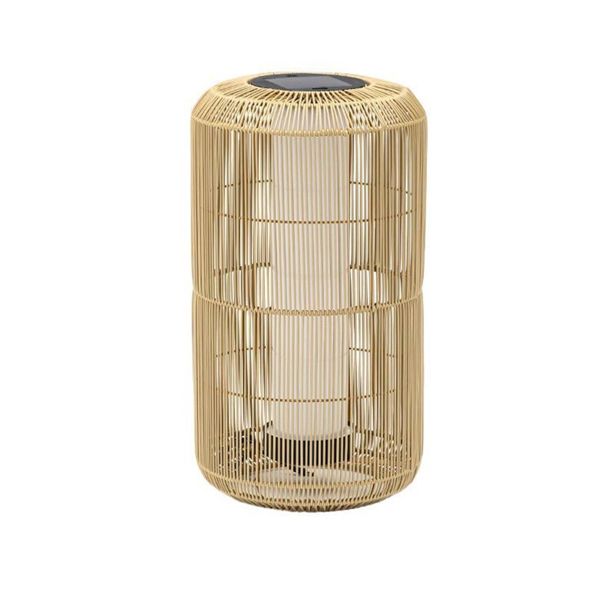K Living  Rao Large Rattan Solar Rechargeable Lamp - Natural