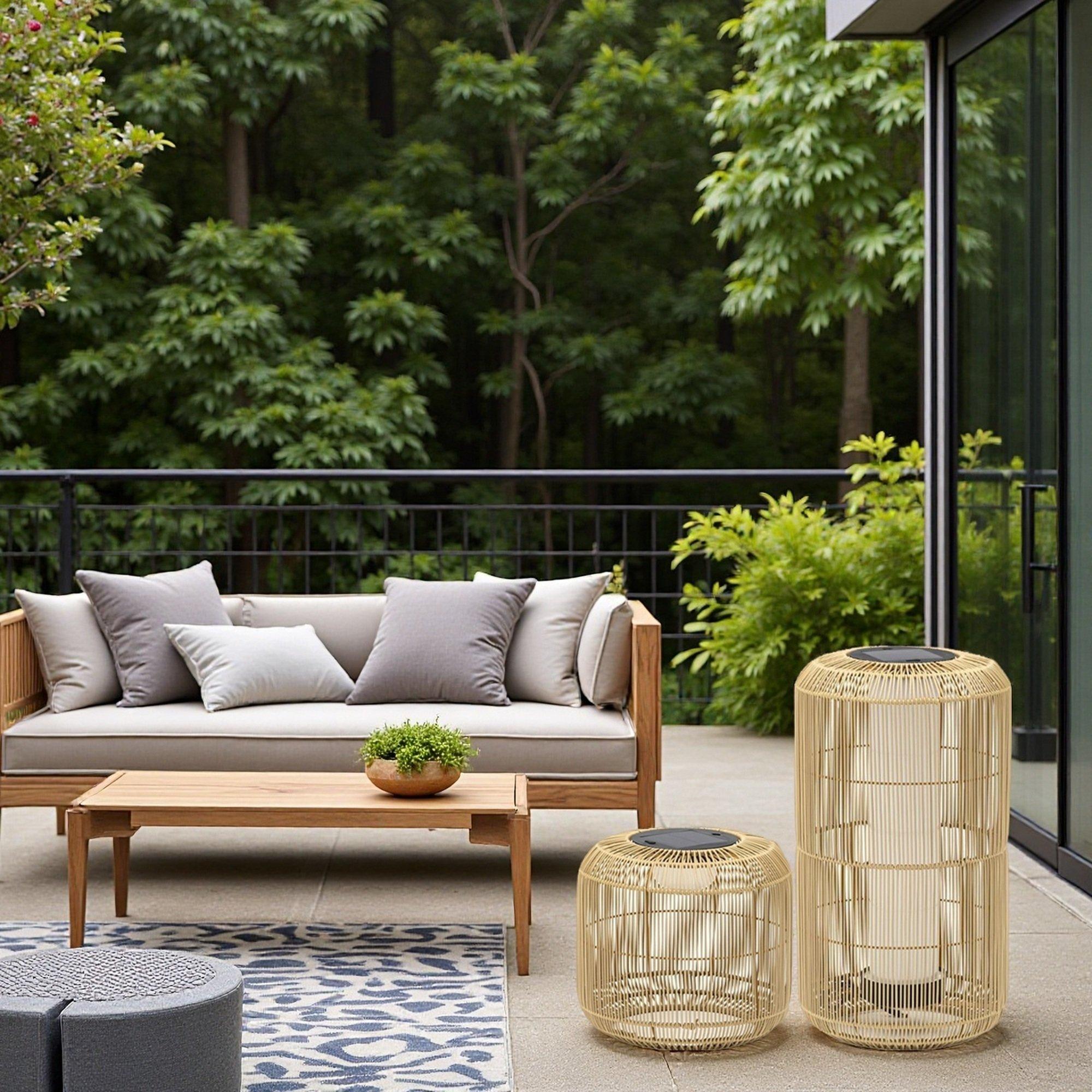 Natural - K Living - Rao Large Rattan Solar Rechargeable Lamp - 4