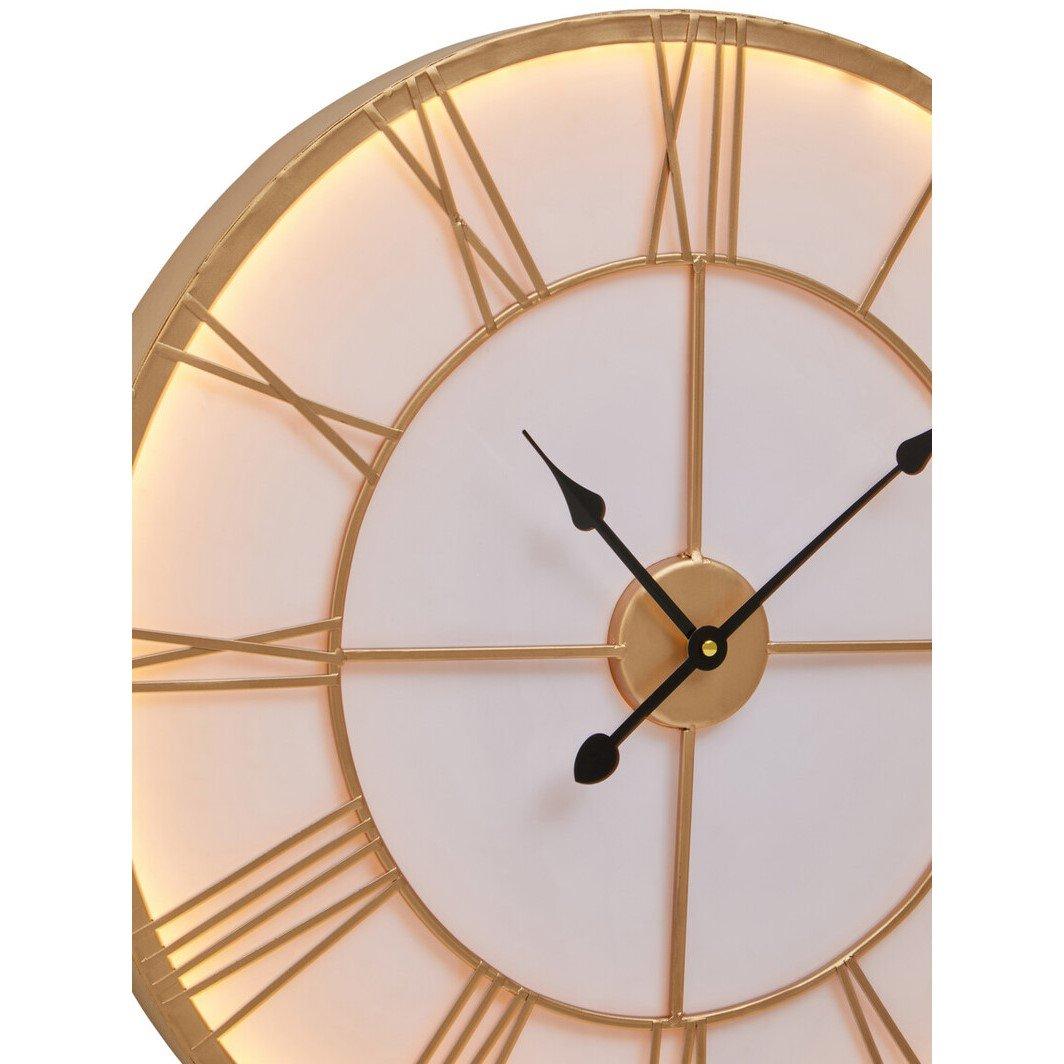 Gold White - Premier Housewares - Genova 60cm Dia Small Gold and White LED Wall Cloc - 2