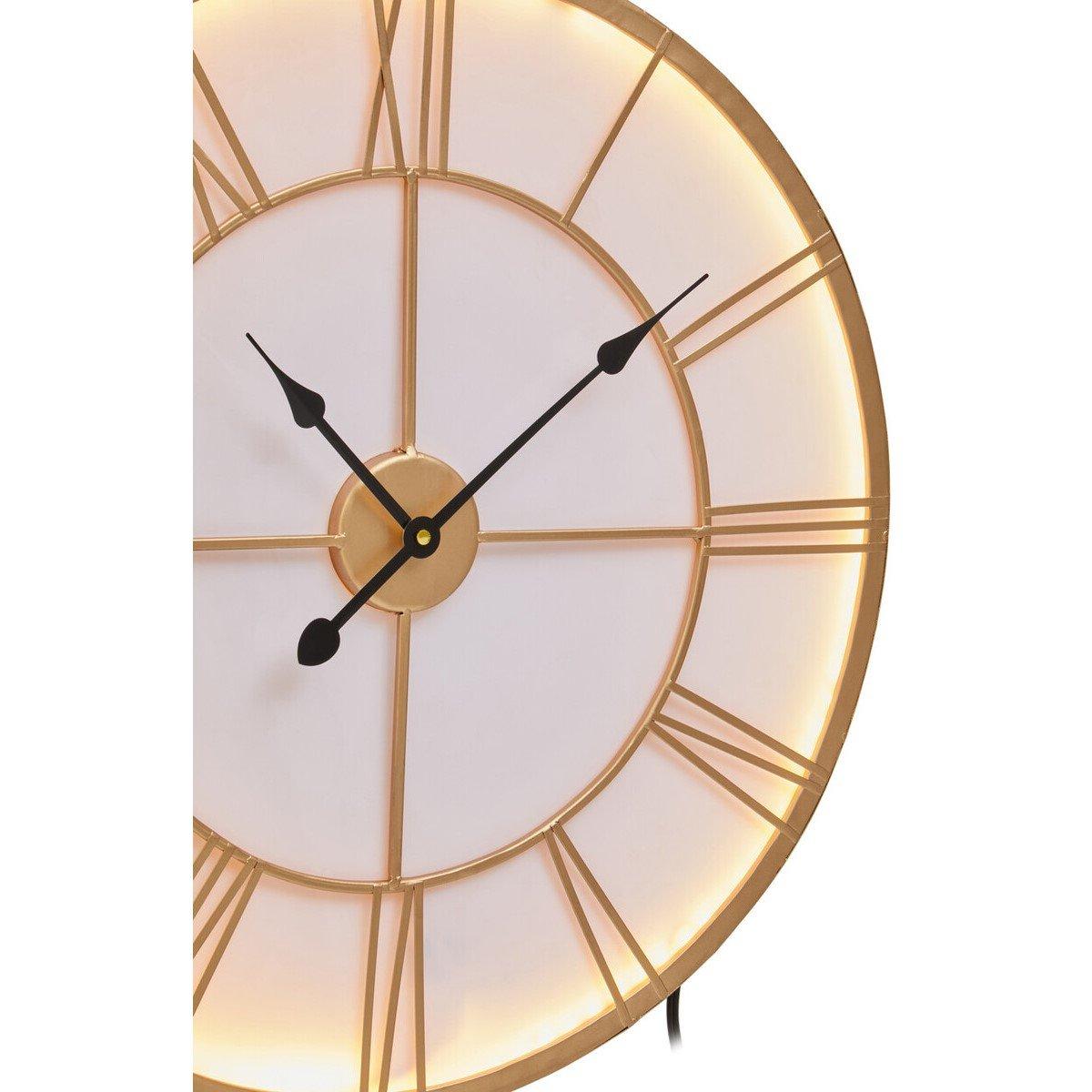 Gold White - Premier Housewares - Genova 60cm Dia Small Gold and White LED Wall Cloc - 3