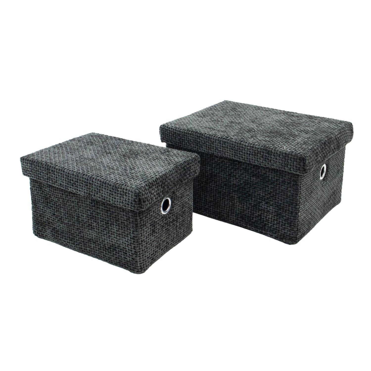 Black - JVL - Metro Set of 2 Rectangular Storage Baskets wit - 1