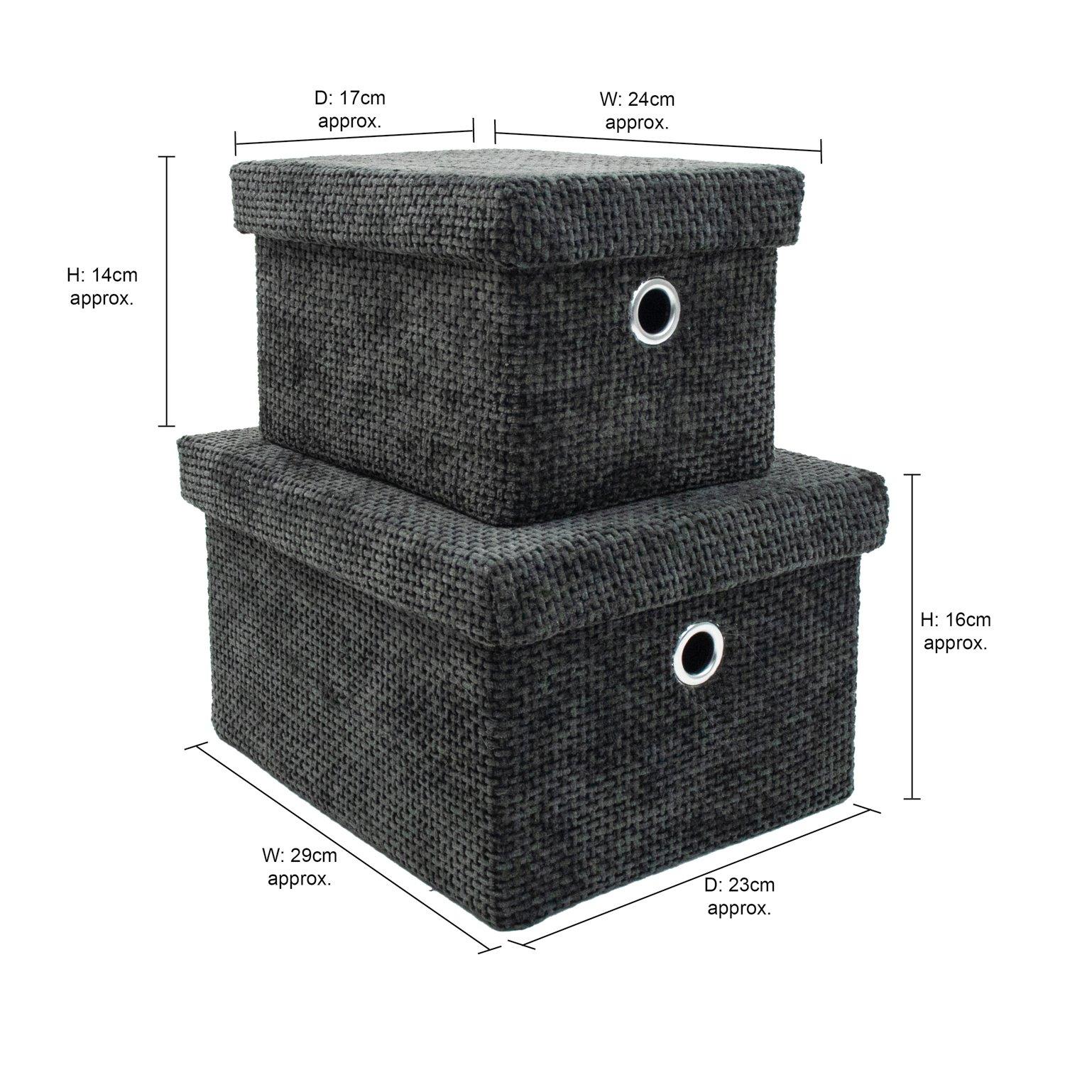 Black - JVL - Metro Set of 2 Rectangular Storage Baskets wit - 11