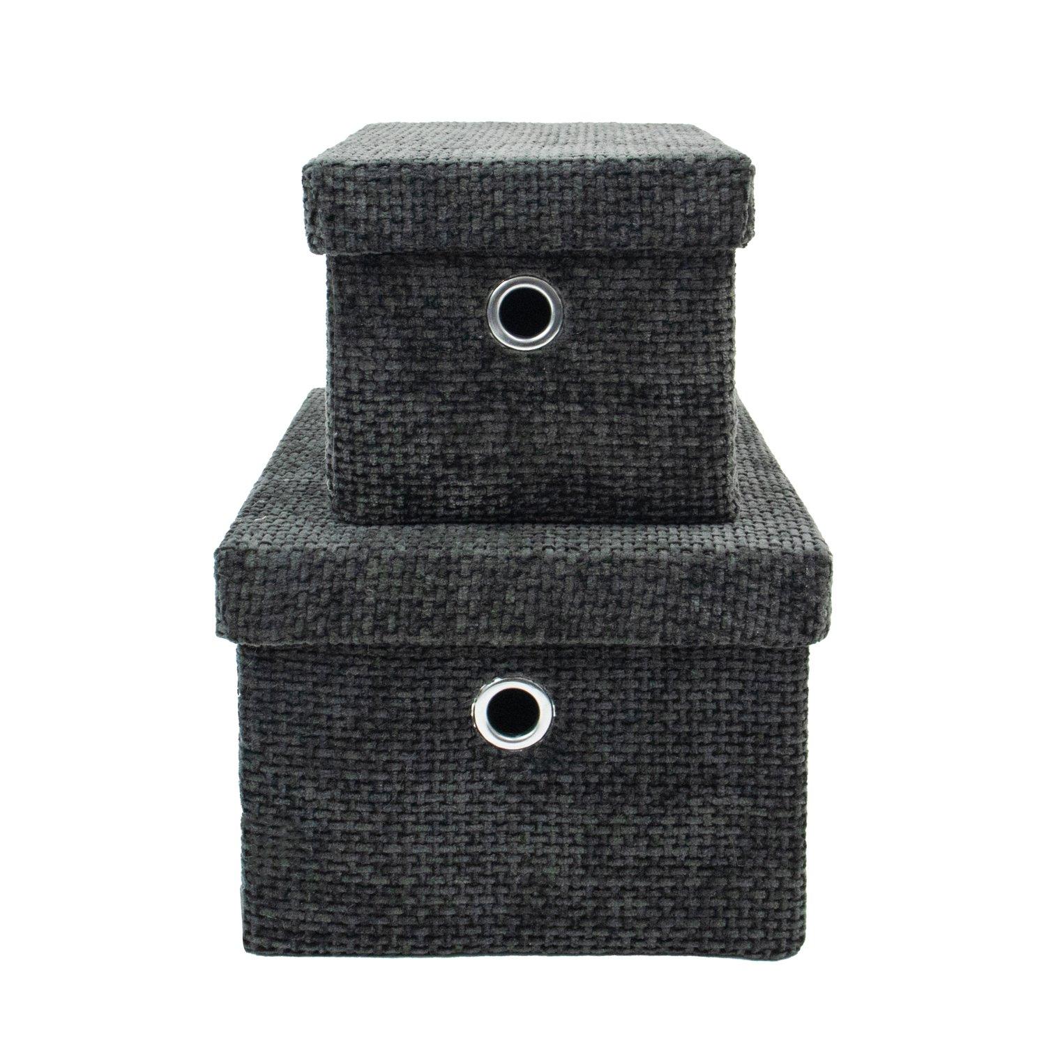 Black - JVL - Metro Set of 2 Rectangular Storage Baskets wit - 3