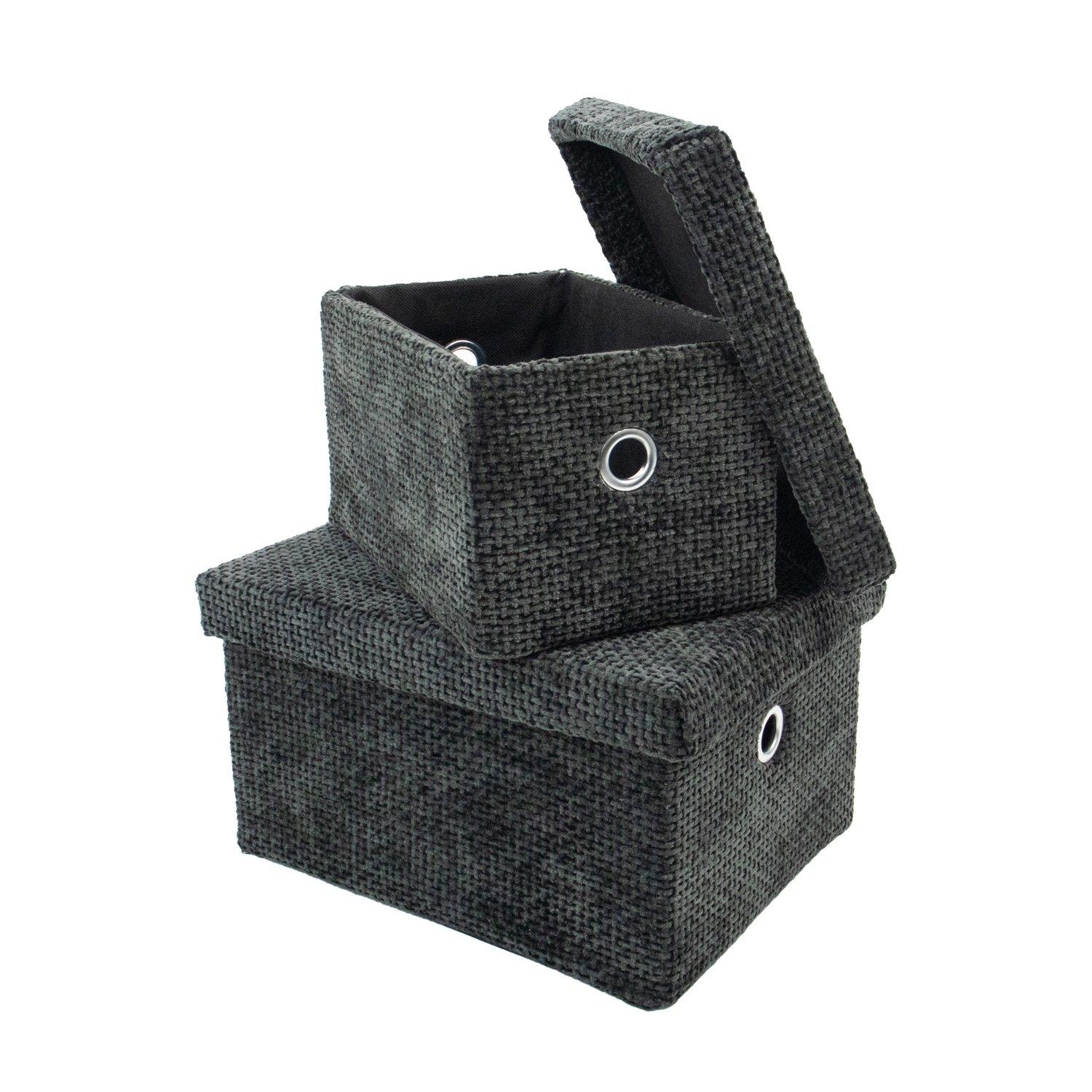 Black - JVL - Metro Set of 2 Rectangular Storage Baskets wit - 4